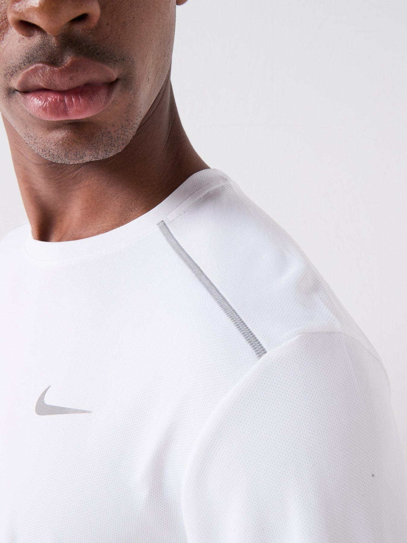 Image 5 of 7 of Nike Mens Running Miler Dri-FIT UV Long Sleeve Top - White