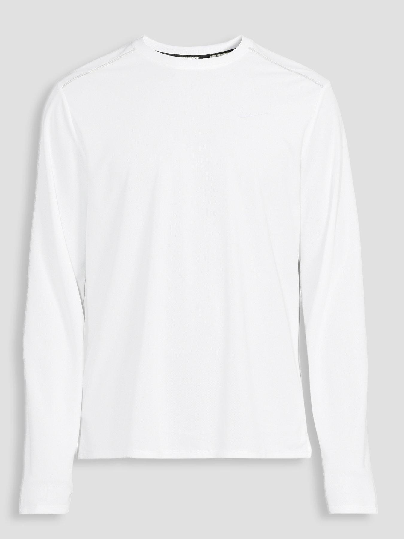 Image 7 of 7 of Nike Mens Running Miler Dri-FIT UV Long Sleeve Top - White