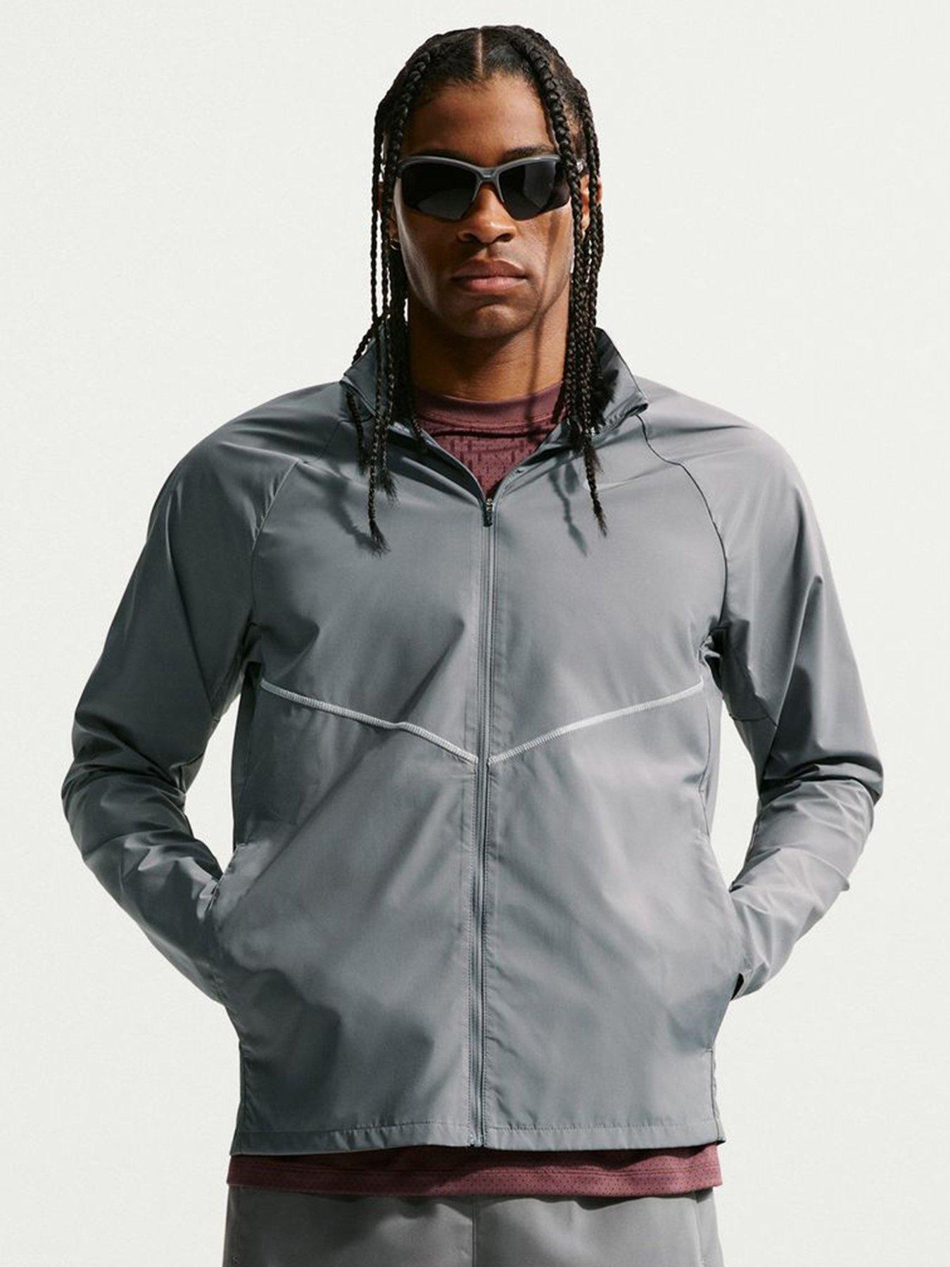 Nike Mens Running Miler UV Repel Jacket, Grey/Smoke Grey/Reflective Sil, Size M, Men