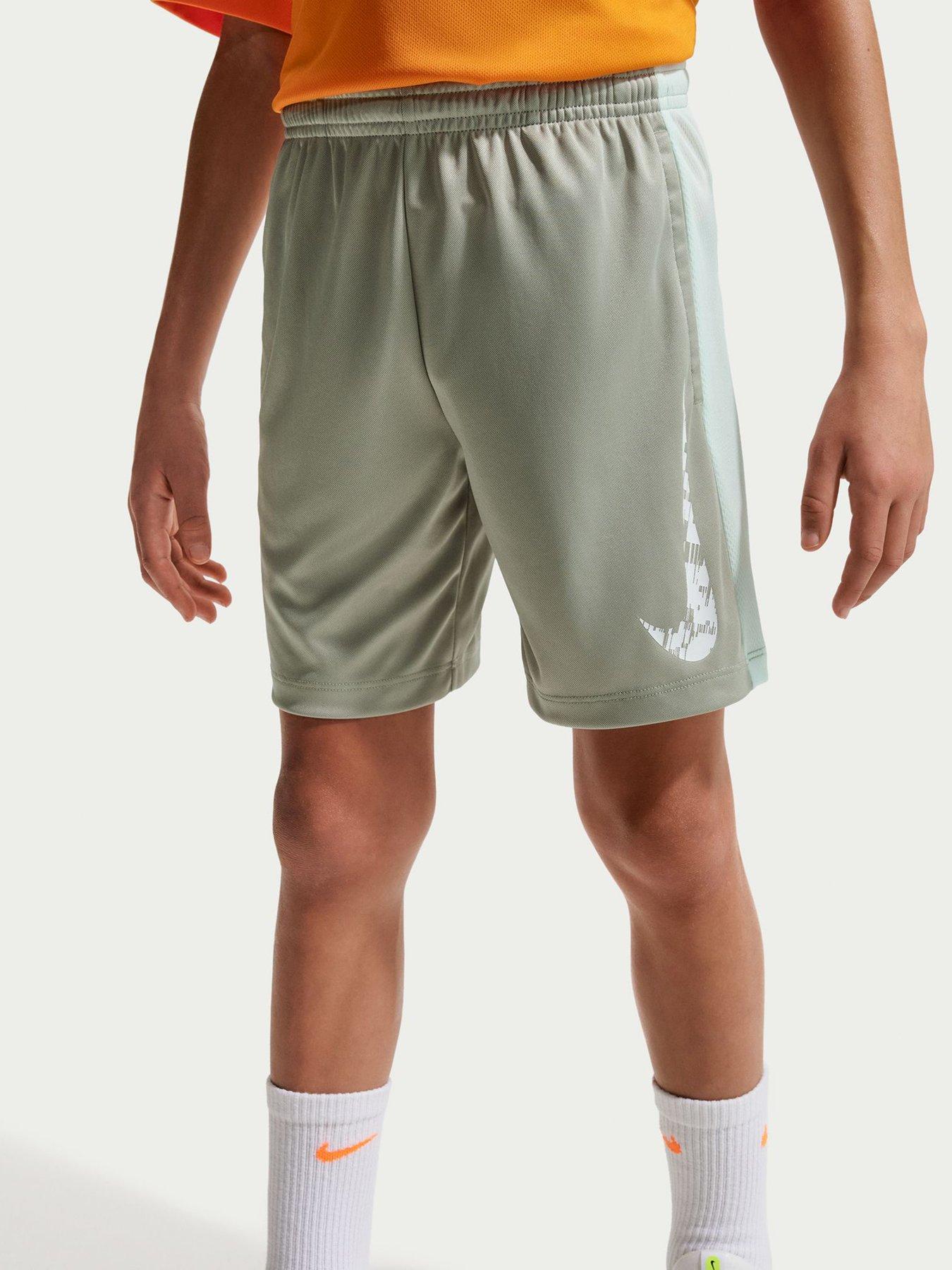 Nike Junior Boys Training Dri-FIT Shorts, Spruce Fog/Barely Green/White, Size S=8-10 Years