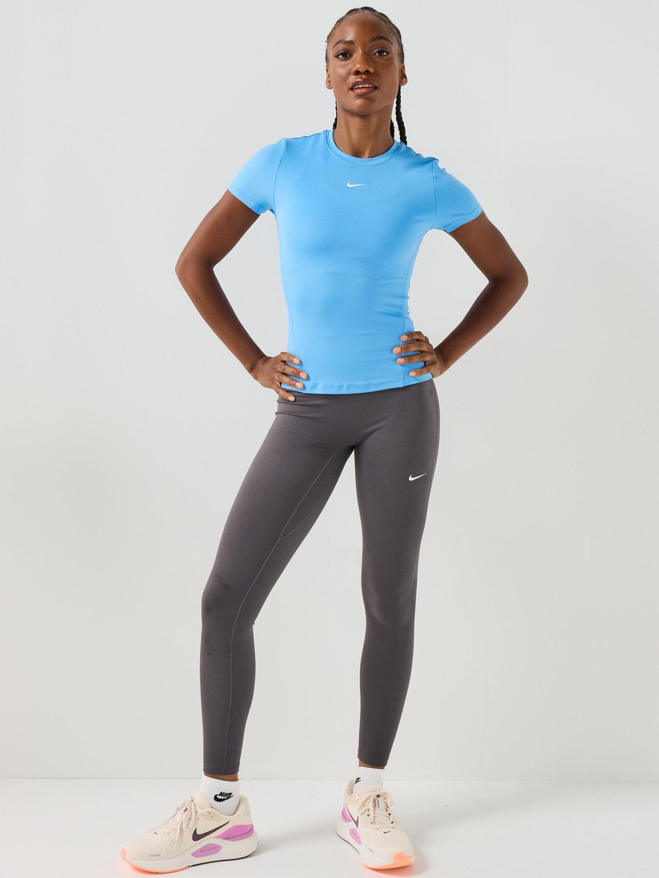 Image 4 of 7 of Nike Womens Training One Fitted T-Shirt - Blue