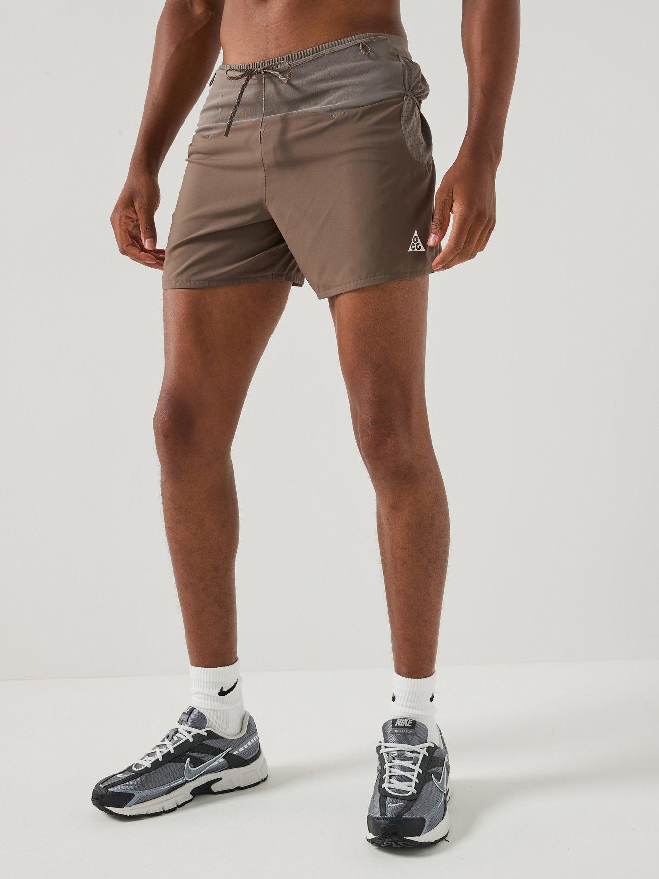Nike Mens Trail Running Dri-fit Acg 5 Inch Brief Lined Shorts - Brown
