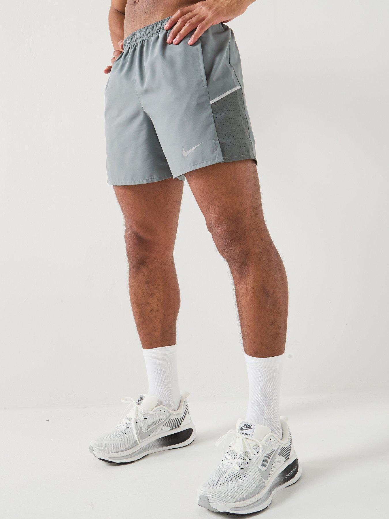 Nike Mens Running Dri-Fit 5 Inch Brief Lined Shorts - Grey