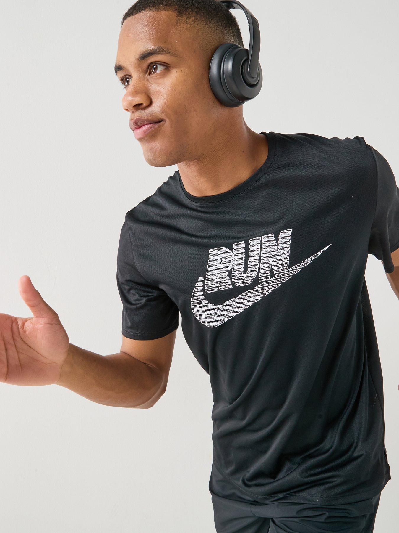 Nike Mens Running Dri-Fit Uv Miler T-Shirt - Black