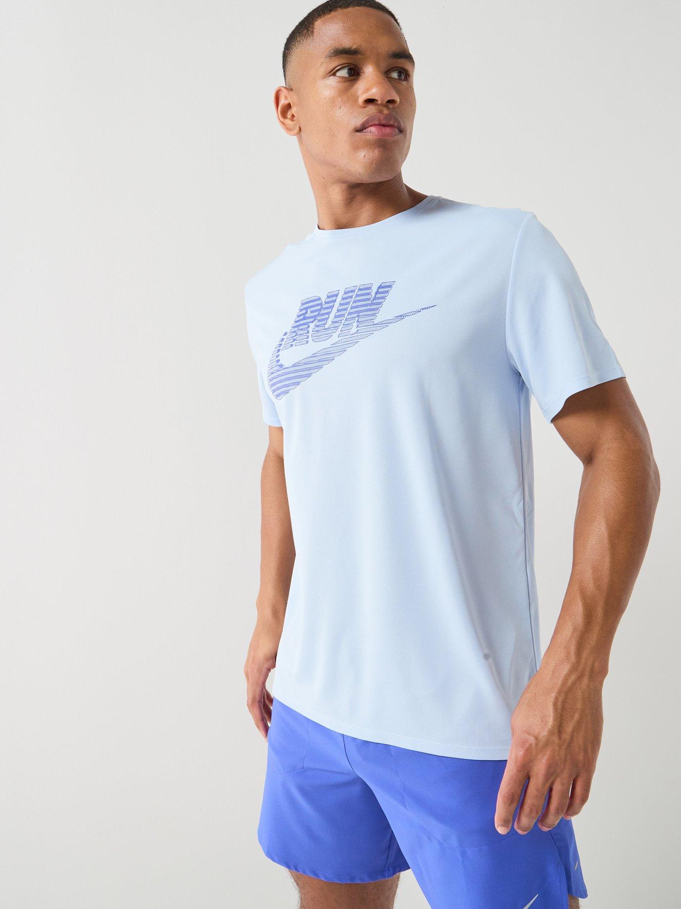 Nike Mens Running Dri-FIT UV Miler T-Shirt, Hydrogen Blue/Lapis, Size S, Men