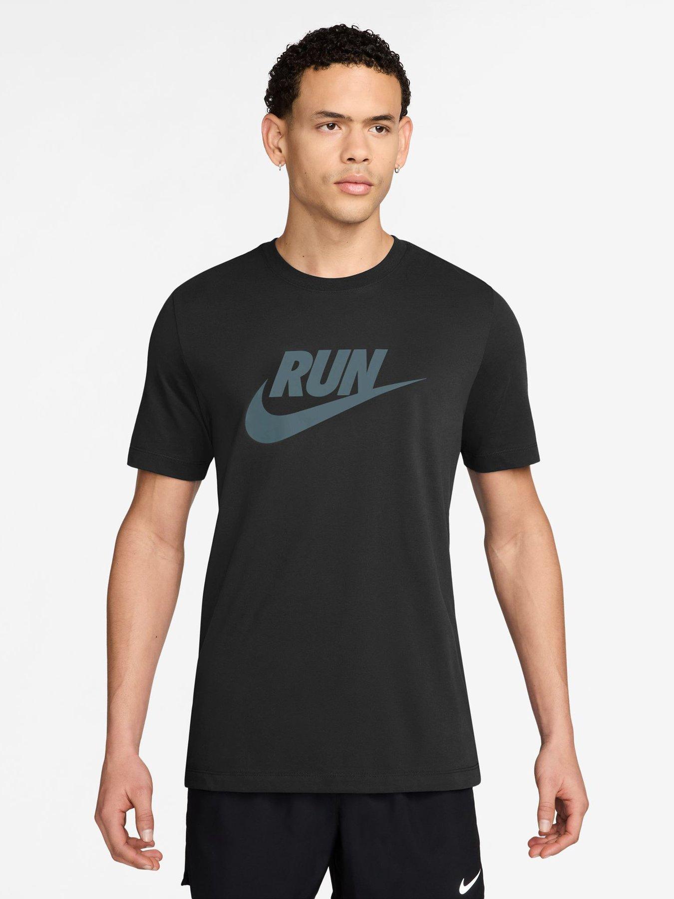 Nike Mens Running Cotton Dri-FIT T-Shirt - Black