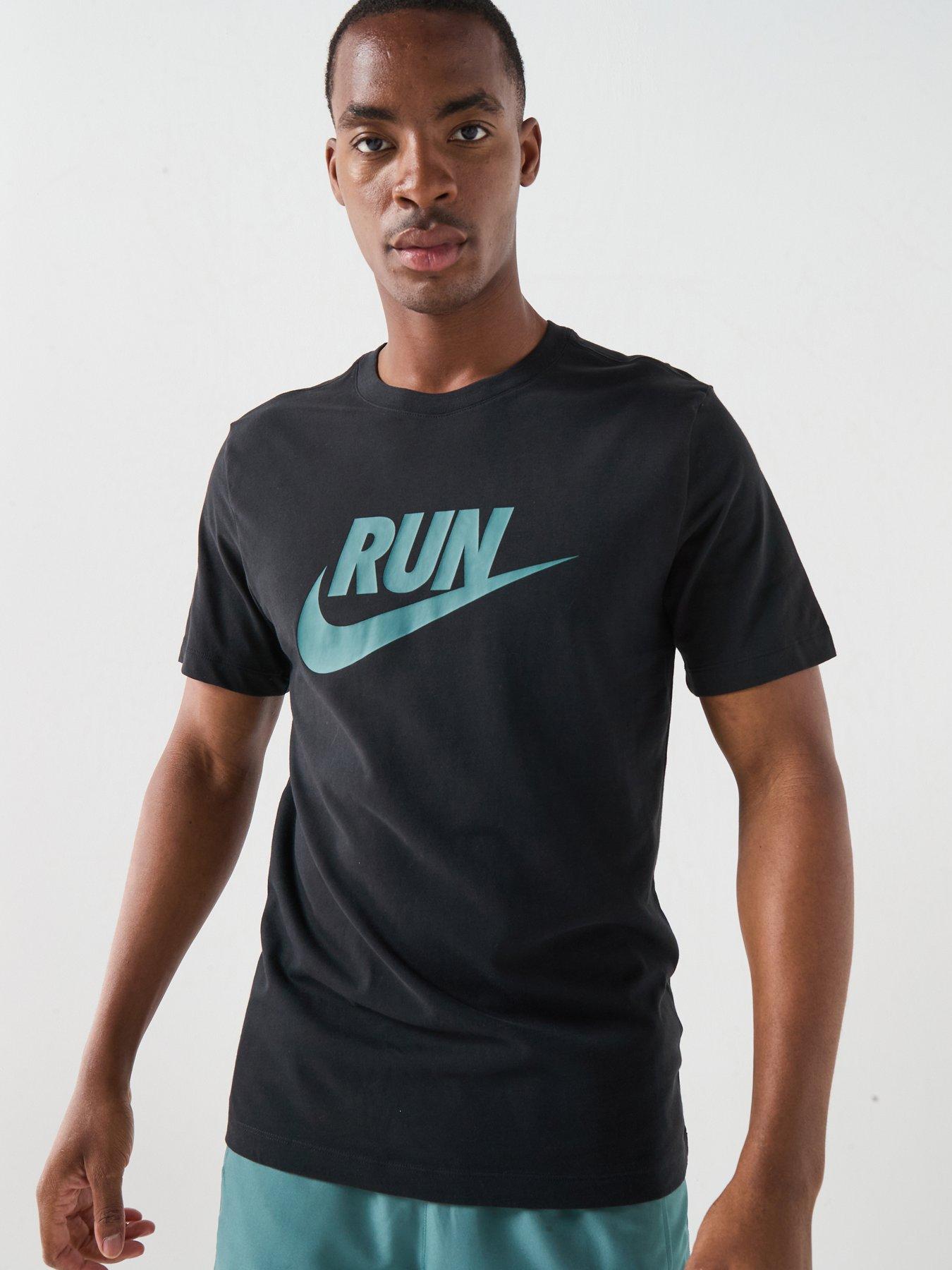 Image 1 of 5 of Nike Mens Running Cotton Dri-FIT T-Shirt - Black