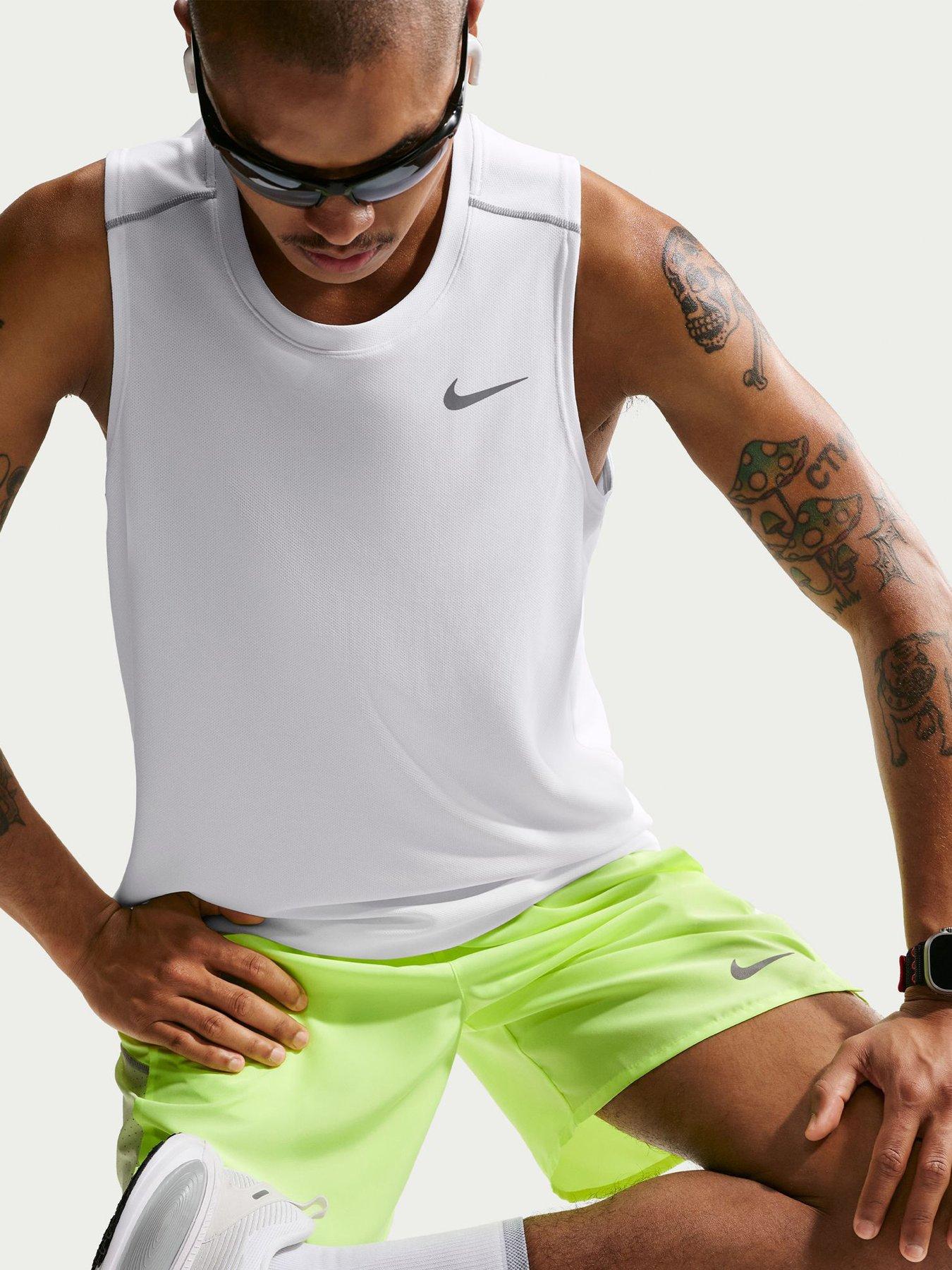 Nike Mens Running Miler Dri-Fit Tank - White