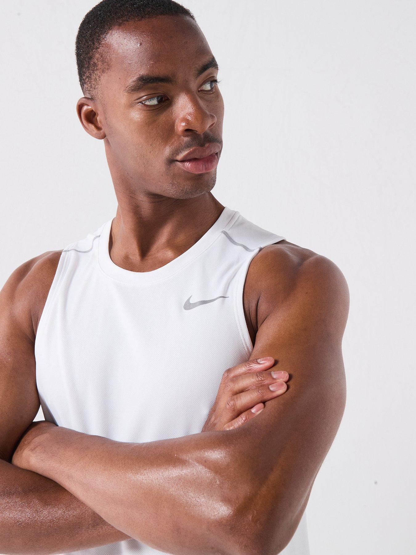 Image 4 of 5 of Nike Mens Running Miler Dri-FIT Tank - White