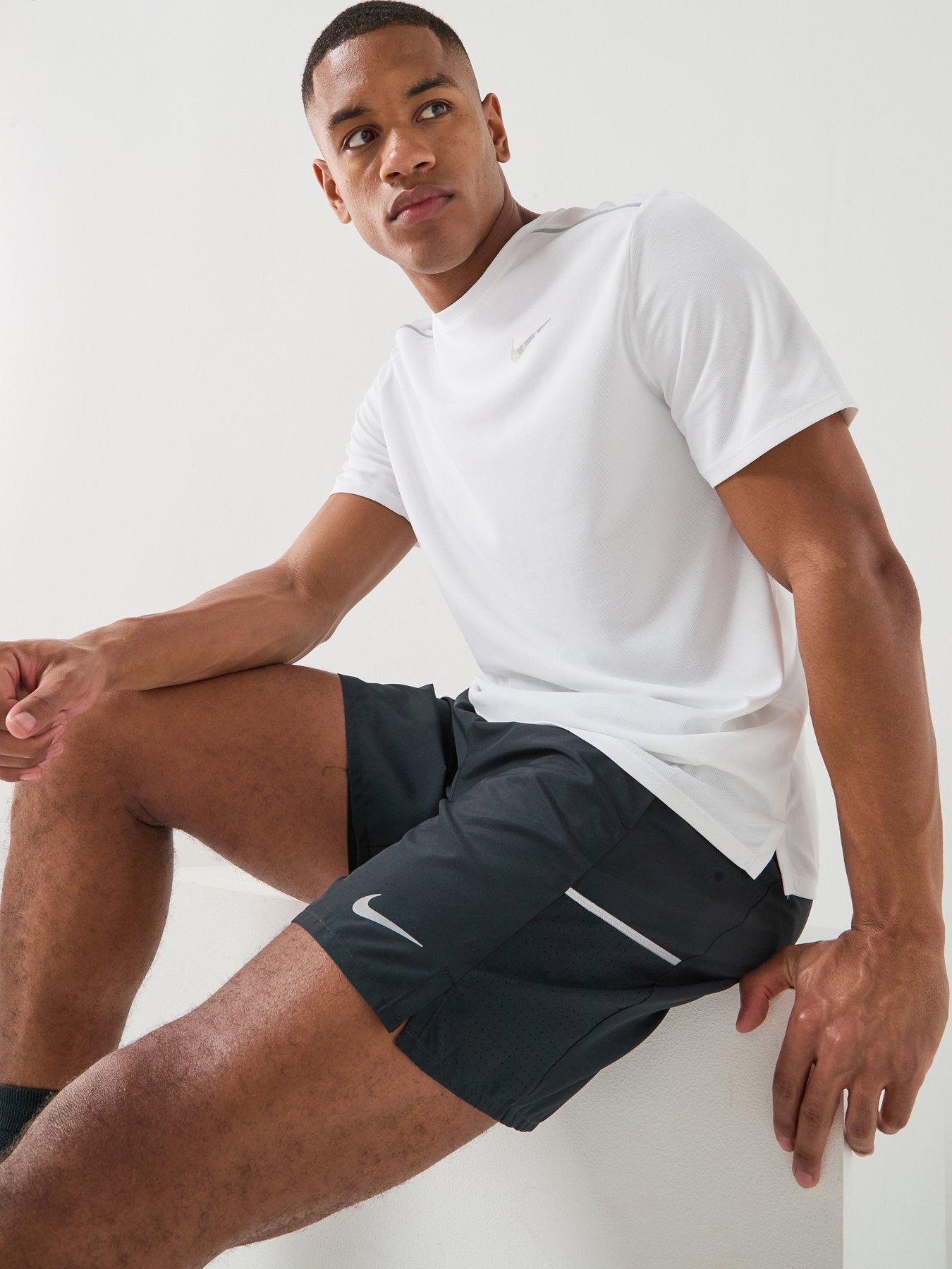 Nike Mens Miler Dri-FIT Running 7 Inch 2-in-1 Shorts - Black