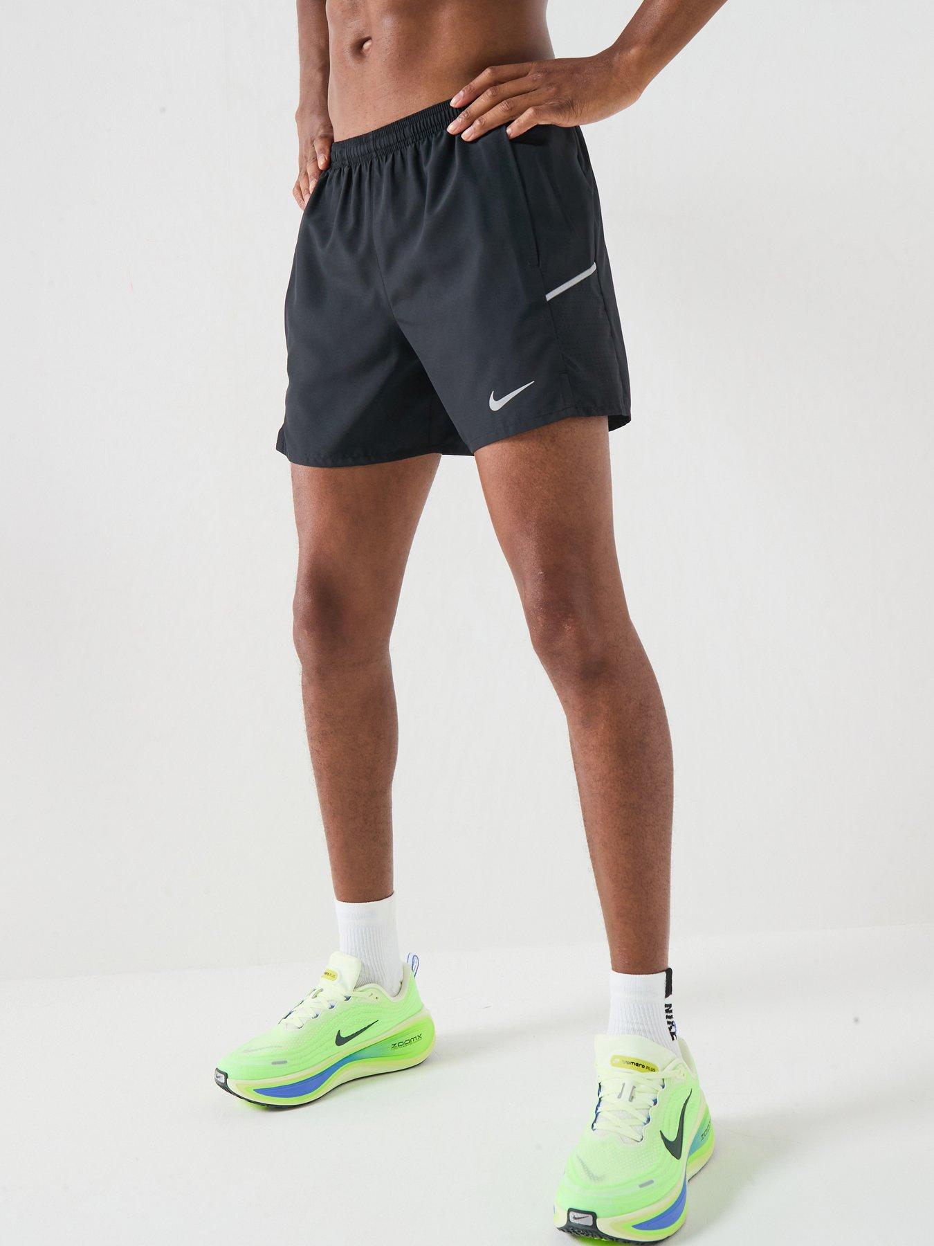 Nike Mens Miler Dri-FIT Running 5 Inch Brief Lined Shorts - Black