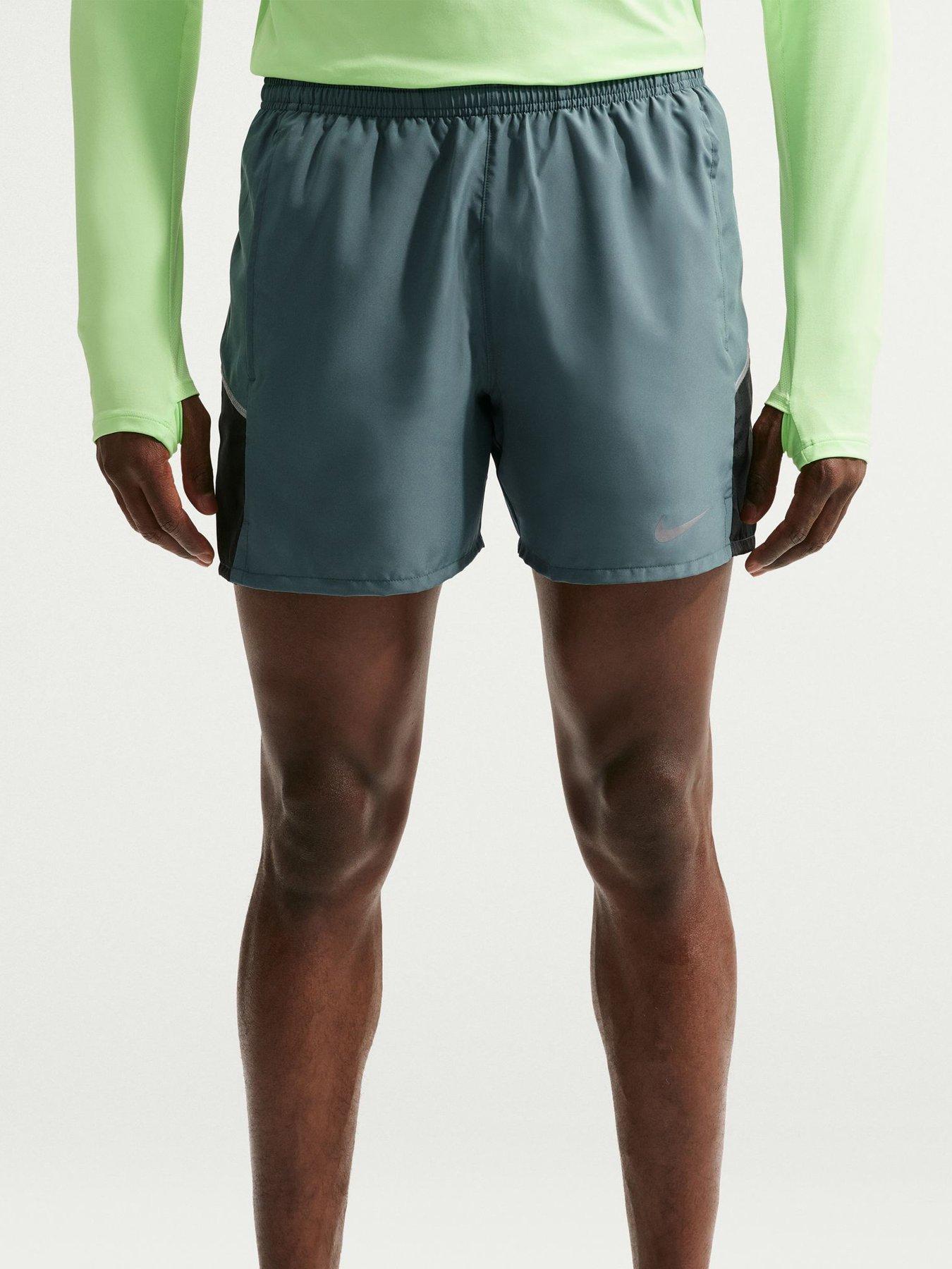 Nike Mens Running Miler Dri-Fit 5 Inch Brief Lined Shorts - Green