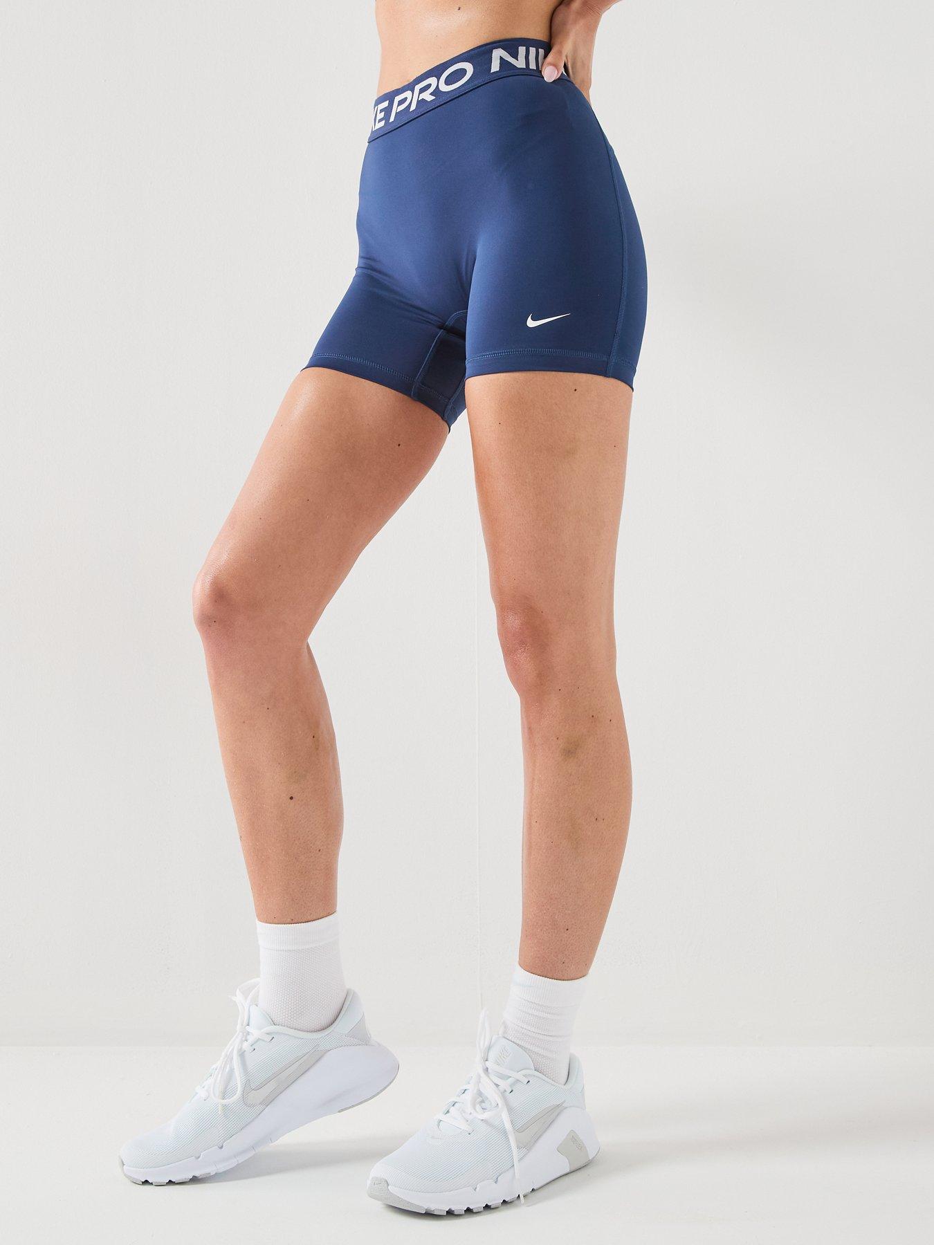 Image 5 of 7 of Nike Womens Training Pro 365 Dri-FIT Mid Rise 5 Inch Bike Shorts - Navy