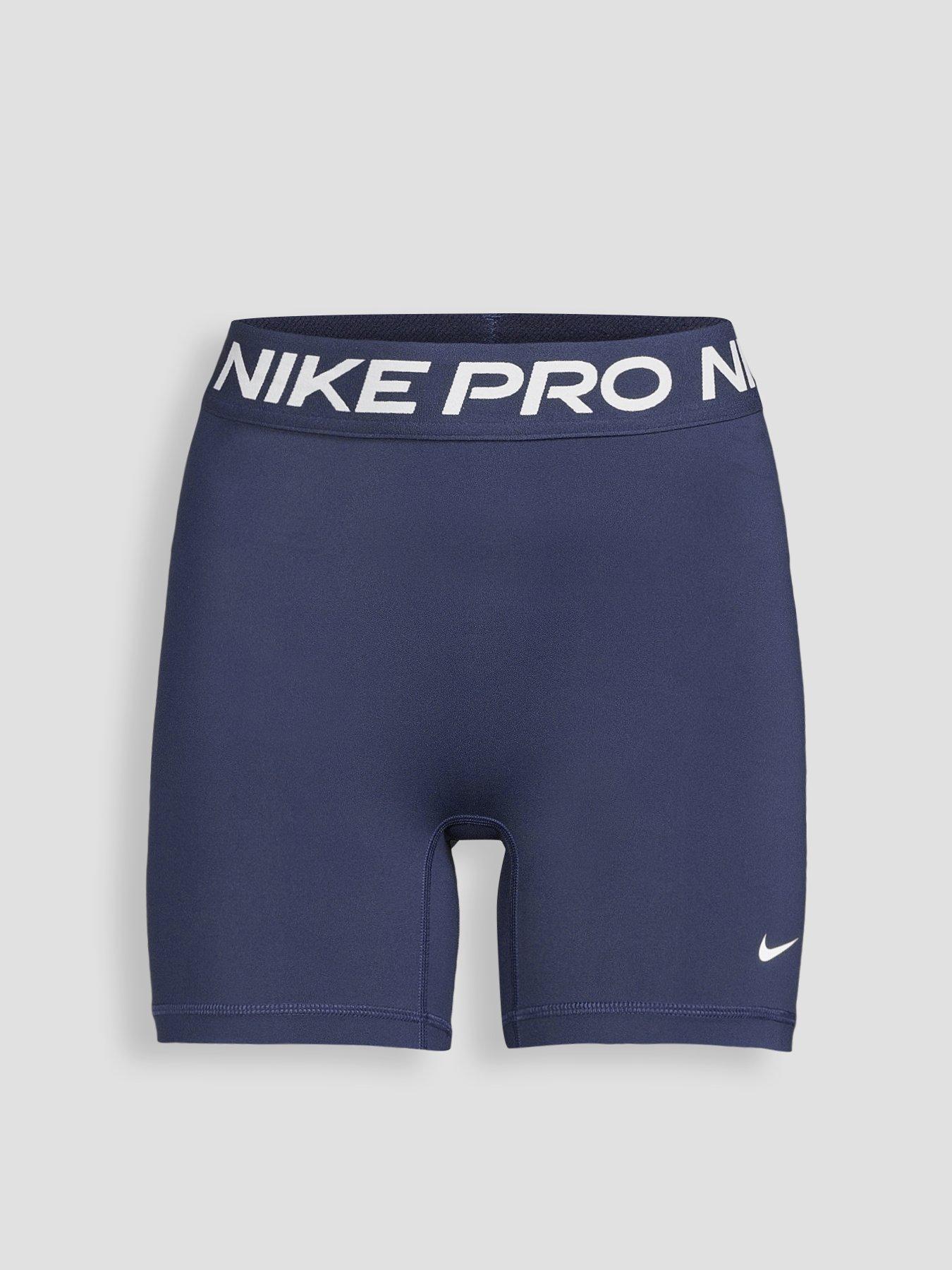 Image 7 of 7 of Nike Womens Training Pro 365 Dri-FIT Mid Rise 5 Inch Bike Shorts - Navy