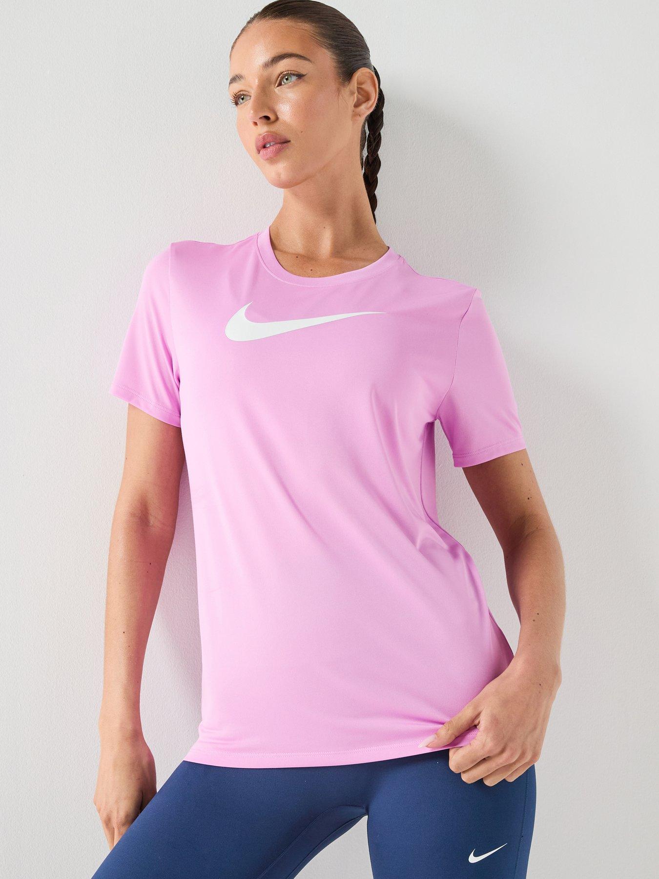 Nike Womens Training Dri-FIT Graphic T-Shirt, Lt Magenta/White, Size Xs, Women