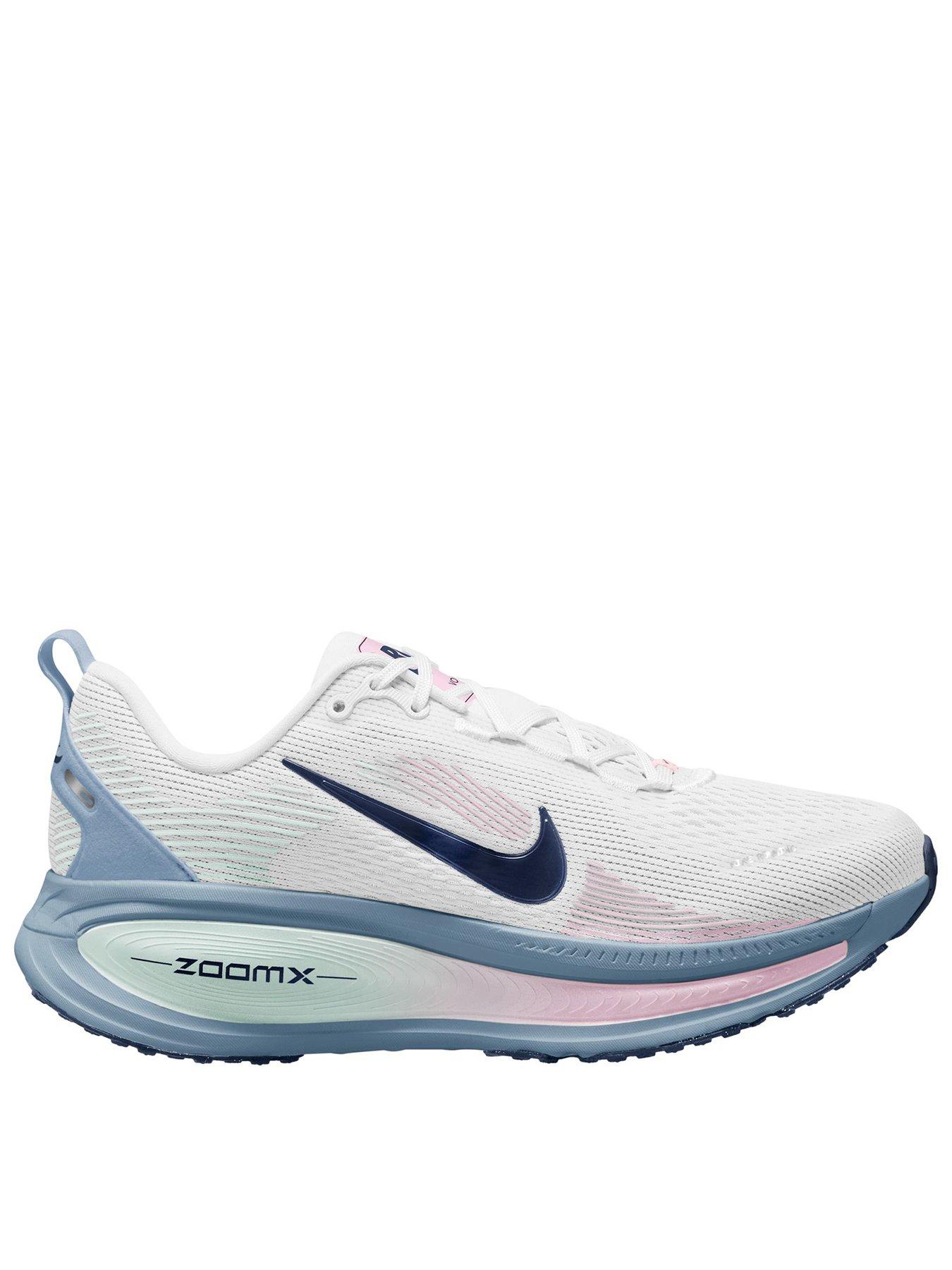 Nike Womens Running Vomero 18 Trainers, White/Midnight Navy-Work Blue, Size 8, Women