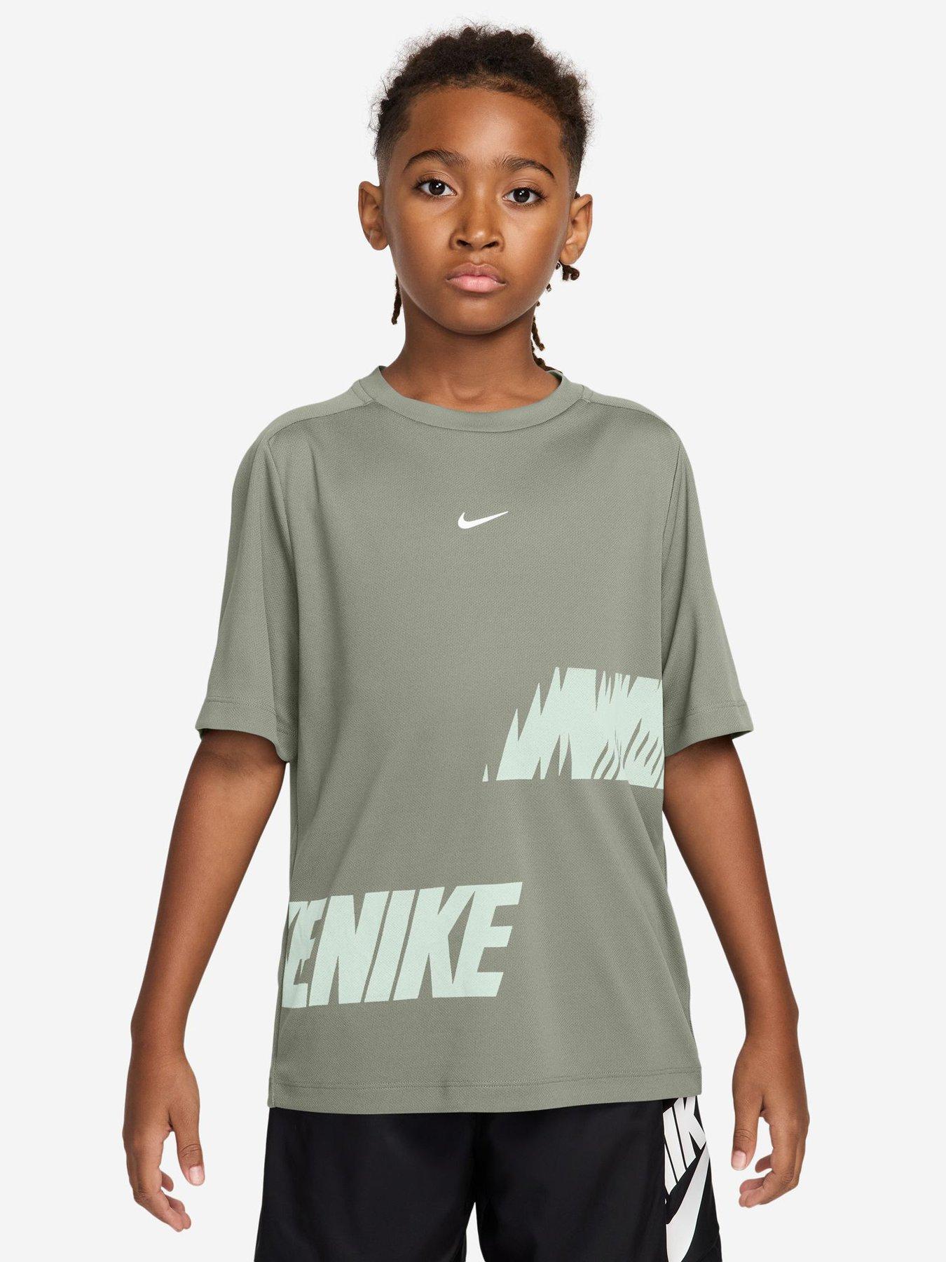 Nike Junior Boys Training Dri-FIT Short Sleeve Graphic Top - Green