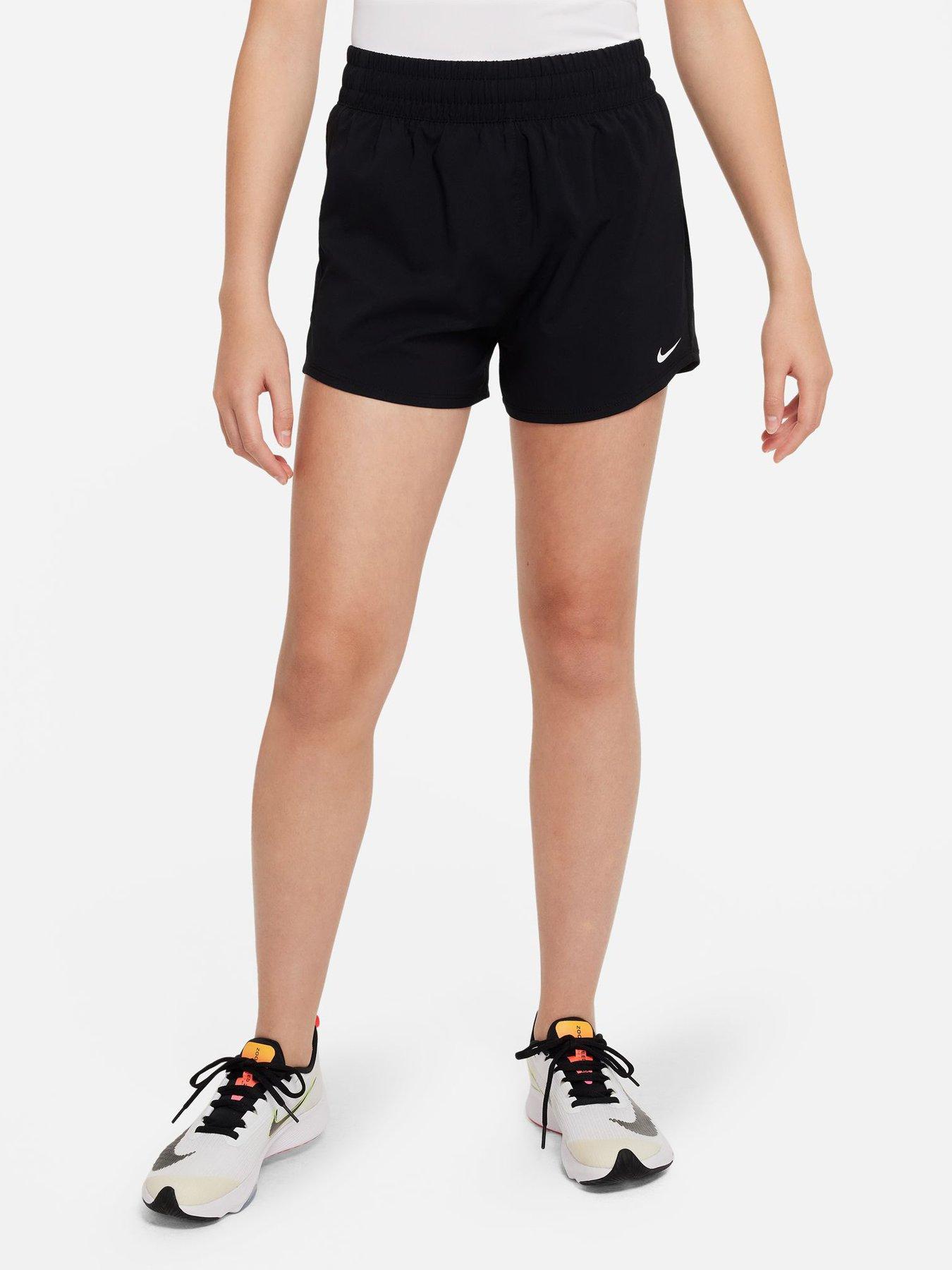 Nike Junior Girls Training Dri-Fit High Waisted Woven Training Shorts - Black