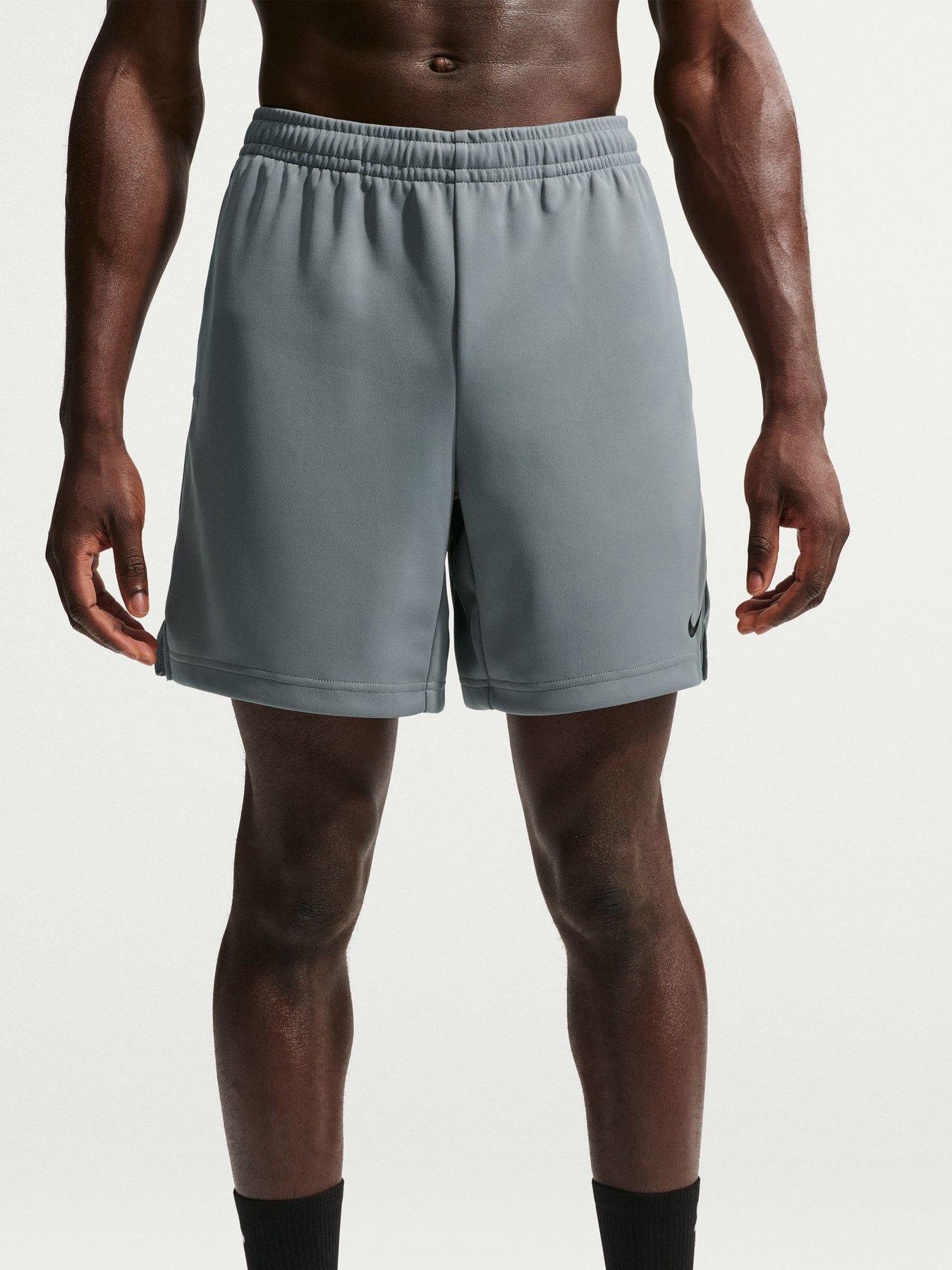 Nike Mens Training Dri-FIT 7 Inch Fleece Shorts, Smoke Grey/Black, Size 2Xl, Men