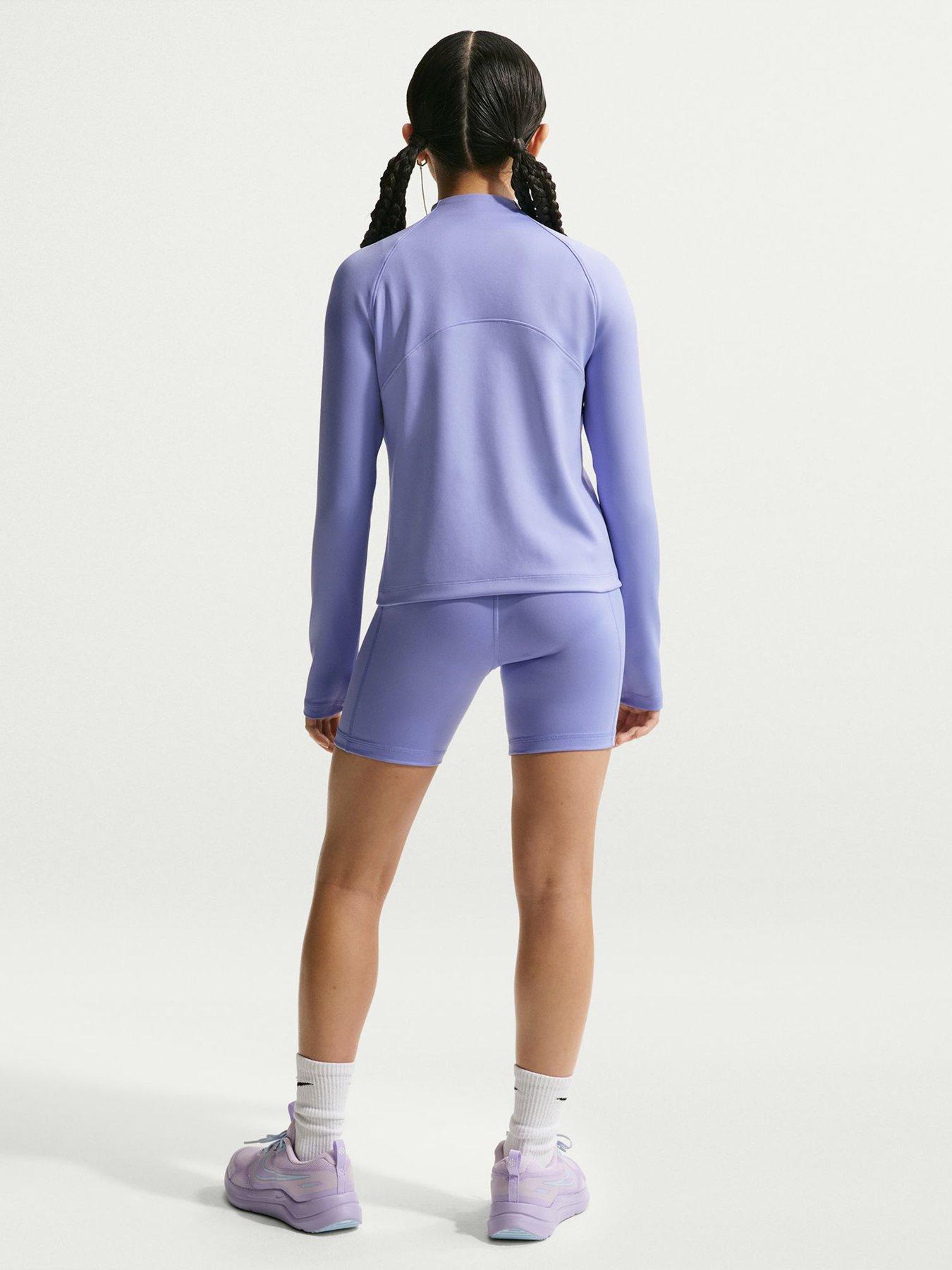 Image 2 of 5 of Nike Junior Girls Training Dri-FIT 5 Inch Shorts - Purple