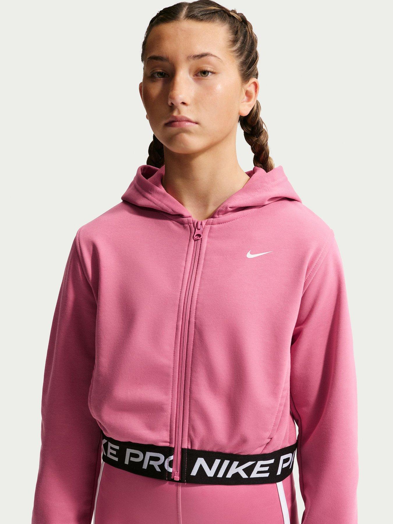 Image 4 of 5 of Nike Junior Girls Training Dri-FIT Full Zip Hoodie - Pink