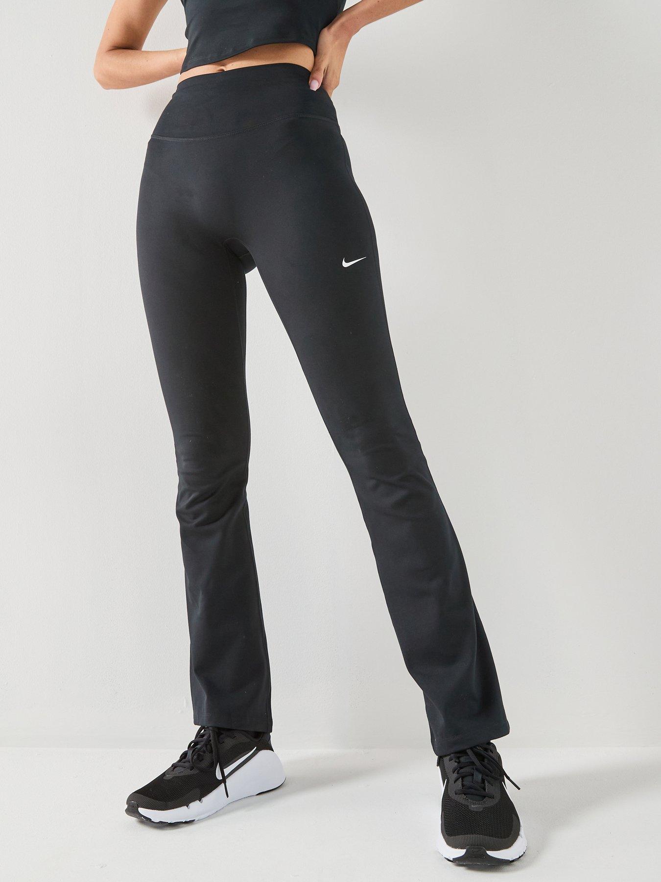 Image 1 of 6 of Nike Womens One Dri-FIT Training High Rise Flared Pants - Black/White