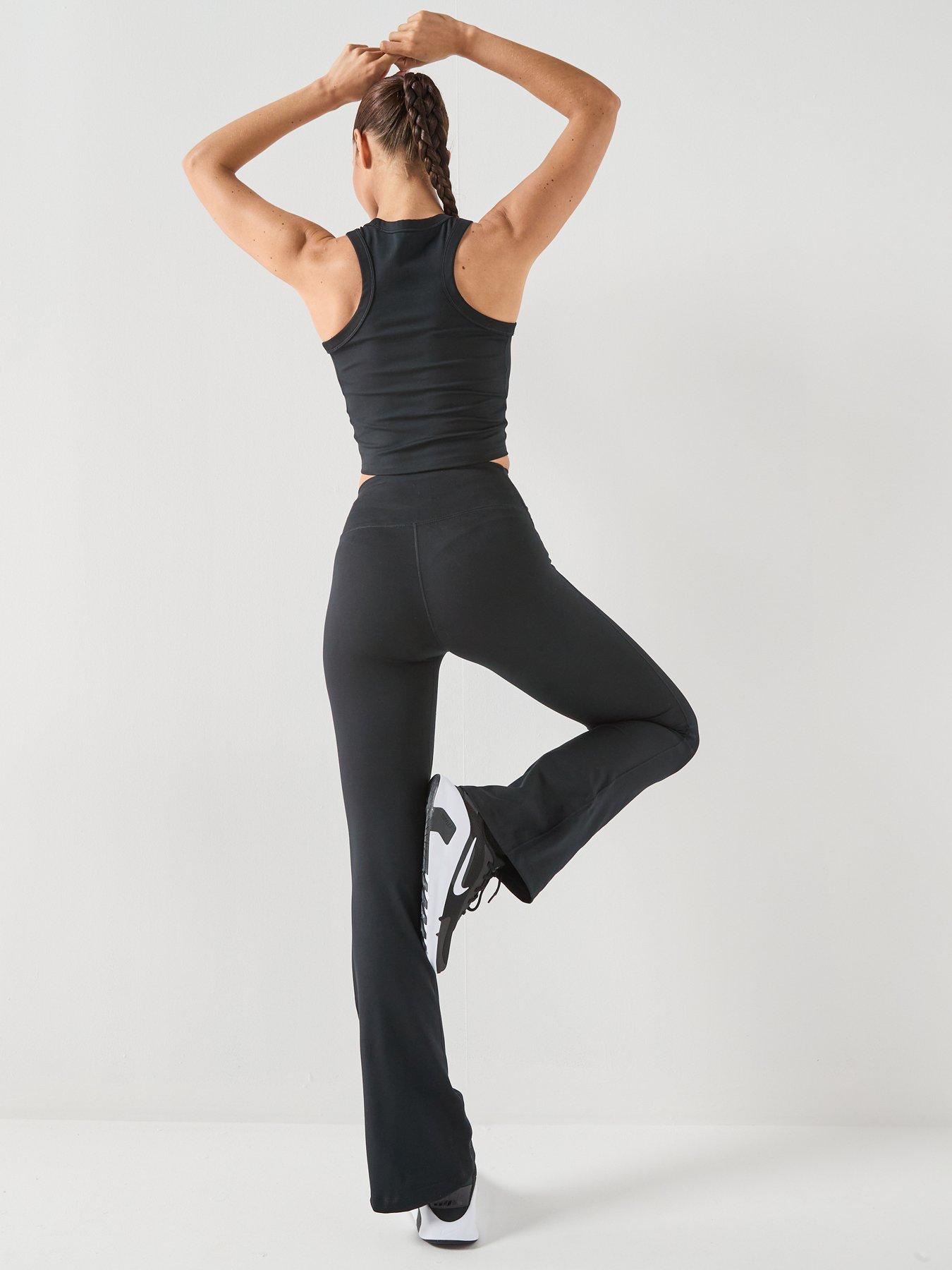 Image 2 of 6 of Nike Womens One Dri-FIT Training High Rise Flared Pants - Black/White