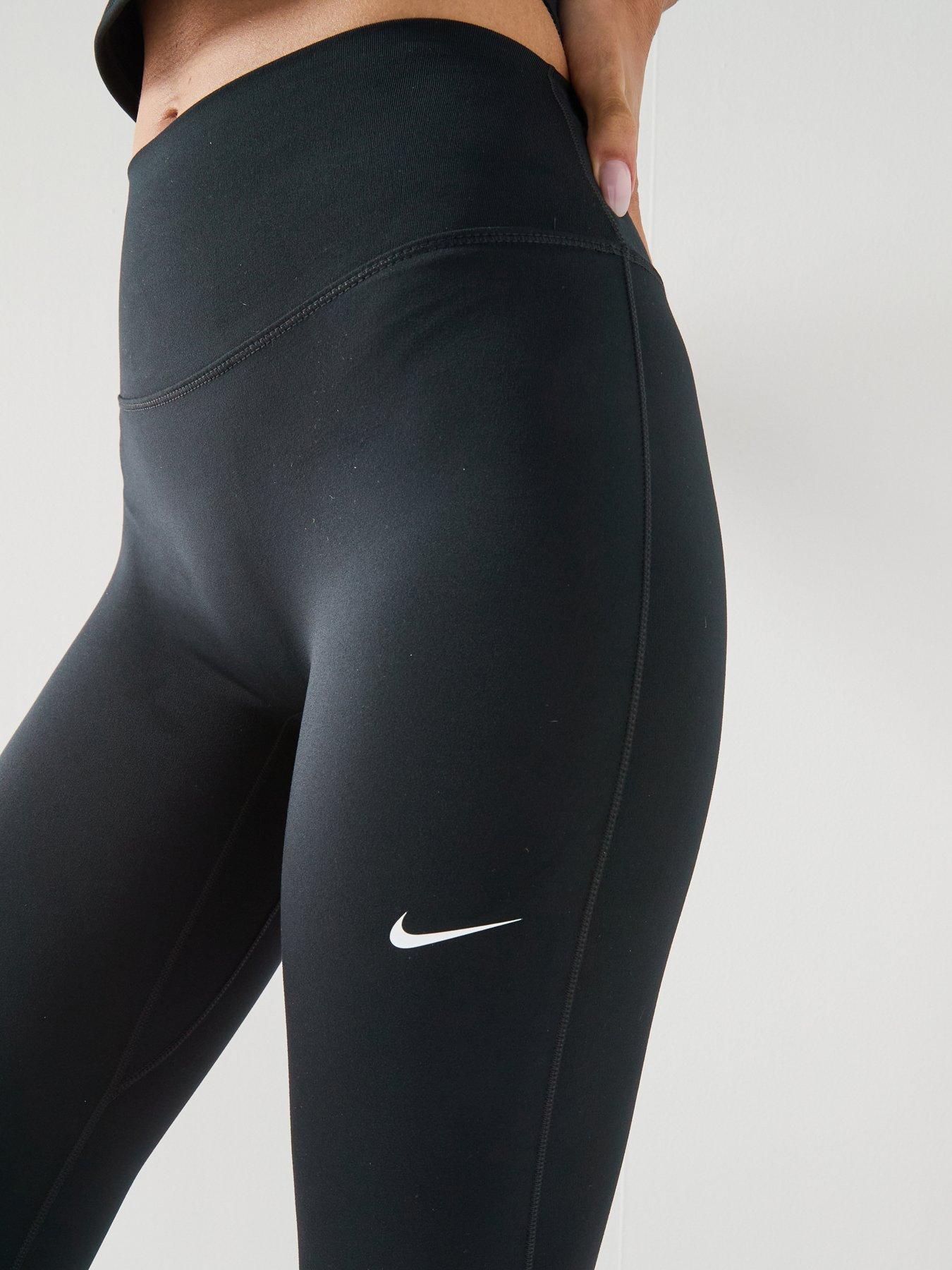 Image 4 of 6 of Nike Womens One Dri-FIT Training High Rise Flared Pants - Black/White