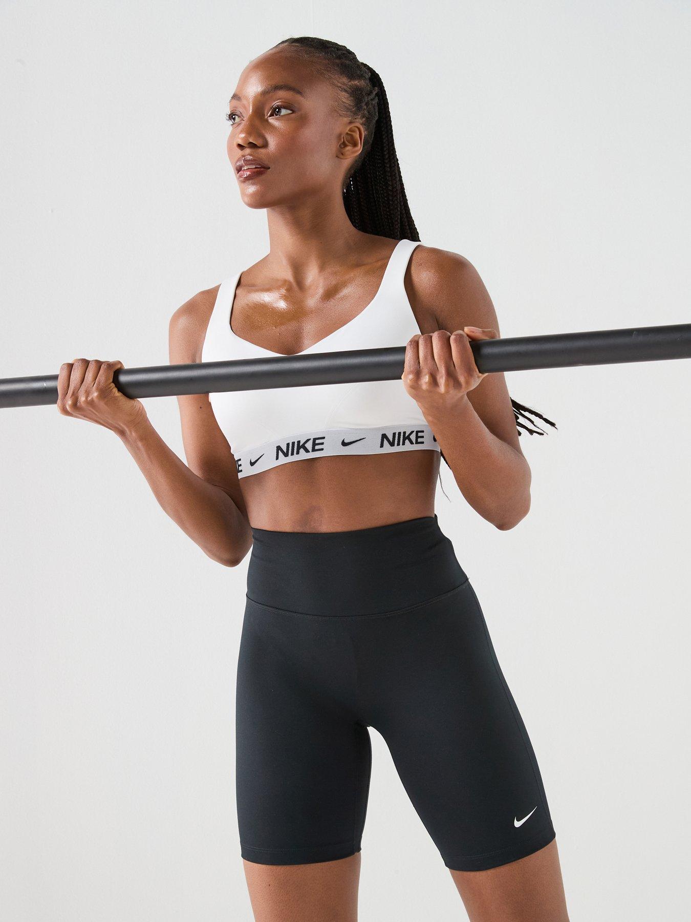 Image 1 of 6 of Nike Womens Training Dri-FIT One High Rise 8 Inch Bike Shorts - Black/White