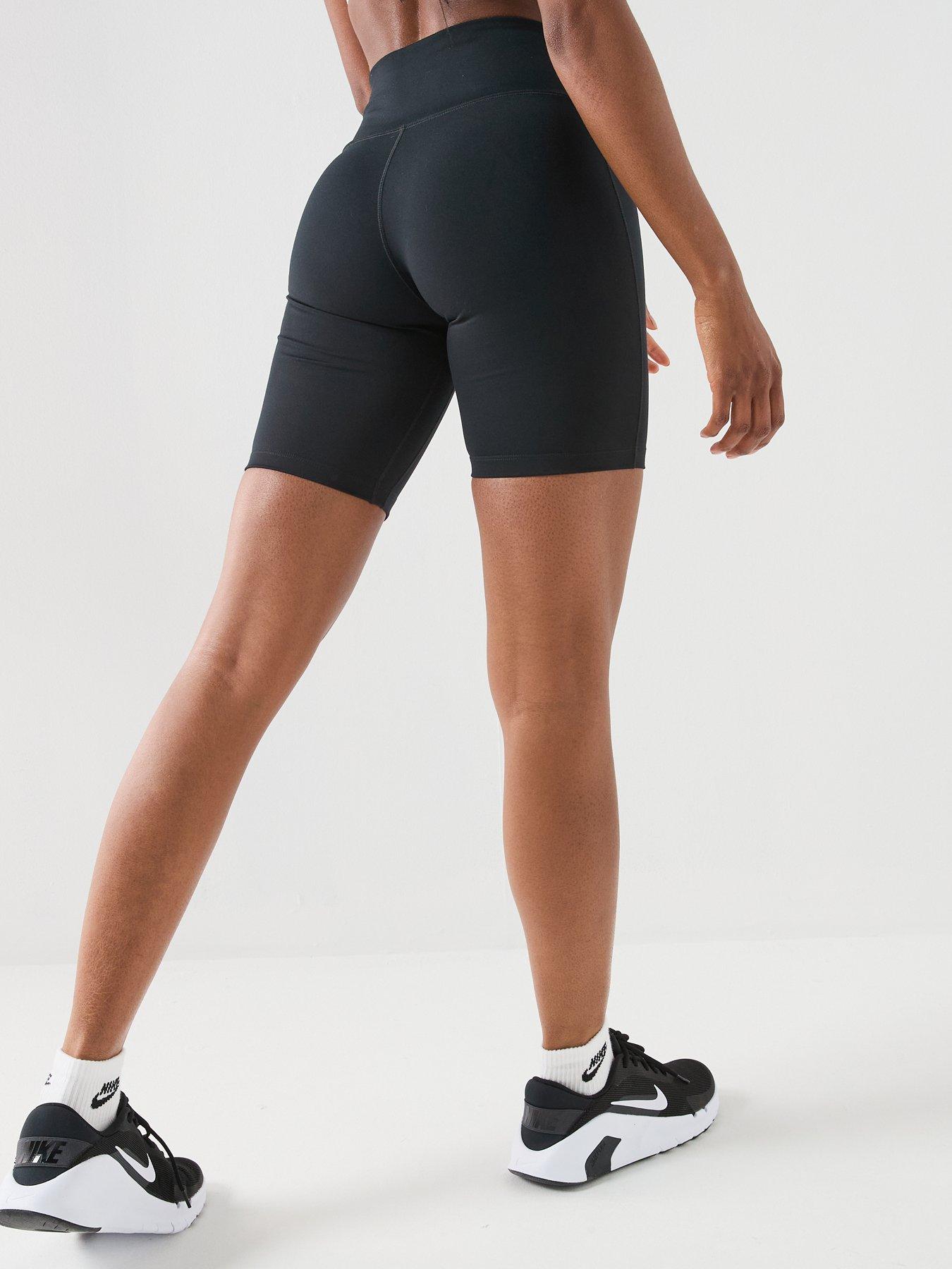 Image 2 of 6 of Nike Womens Training Dri-FIT One High Rise 8 Inch Bike Shorts - Black/White