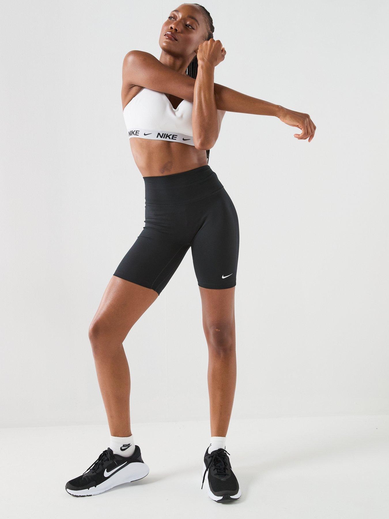 Image 3 of 6 of Nike Womens Training Dri-FIT One High Rise 8 Inch Bike Shorts - Black/White