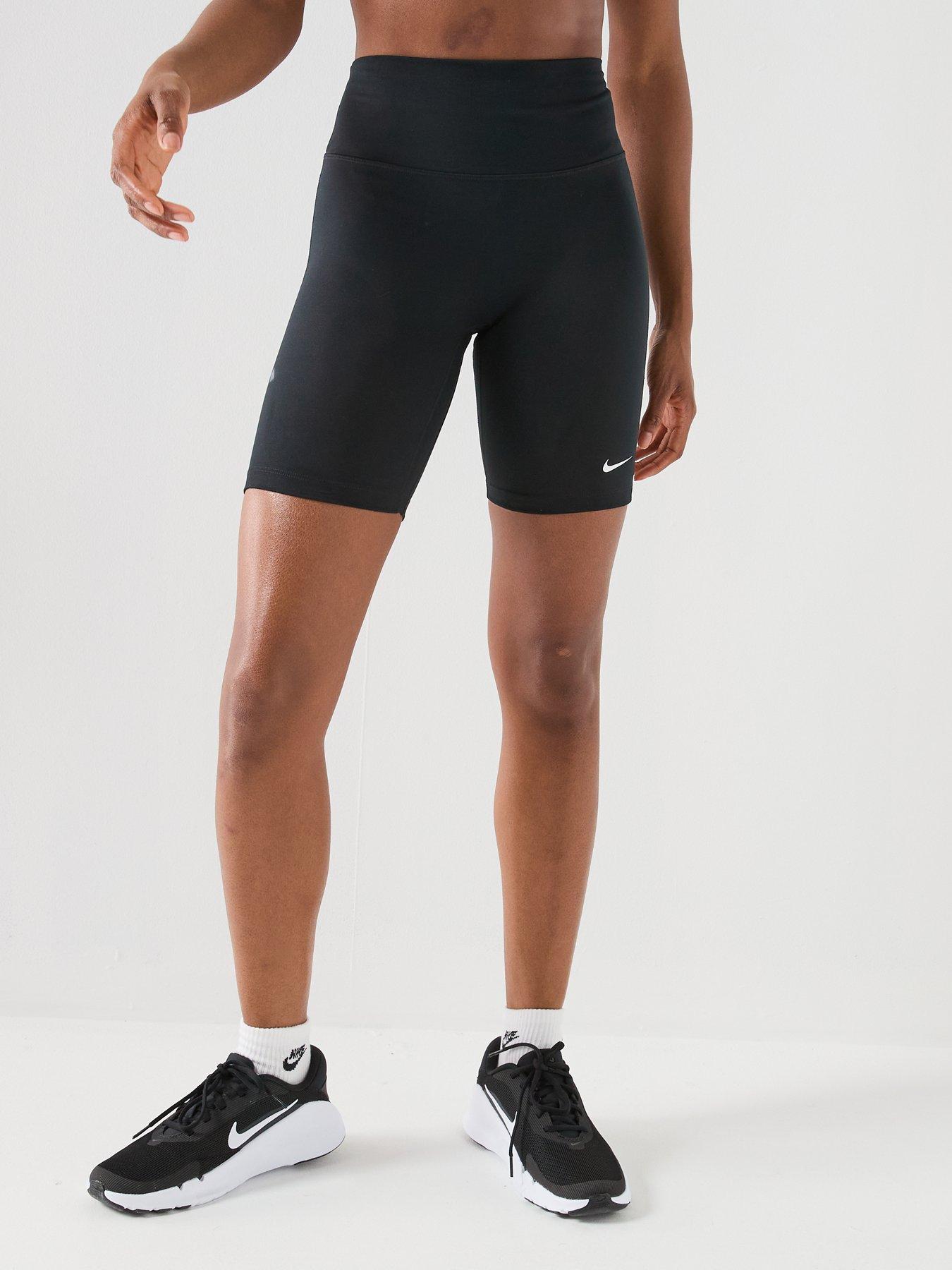 Image 4 of 6 of Nike Womens Training Dri-FIT One High Rise 8 Inch Bike Shorts - Black/White