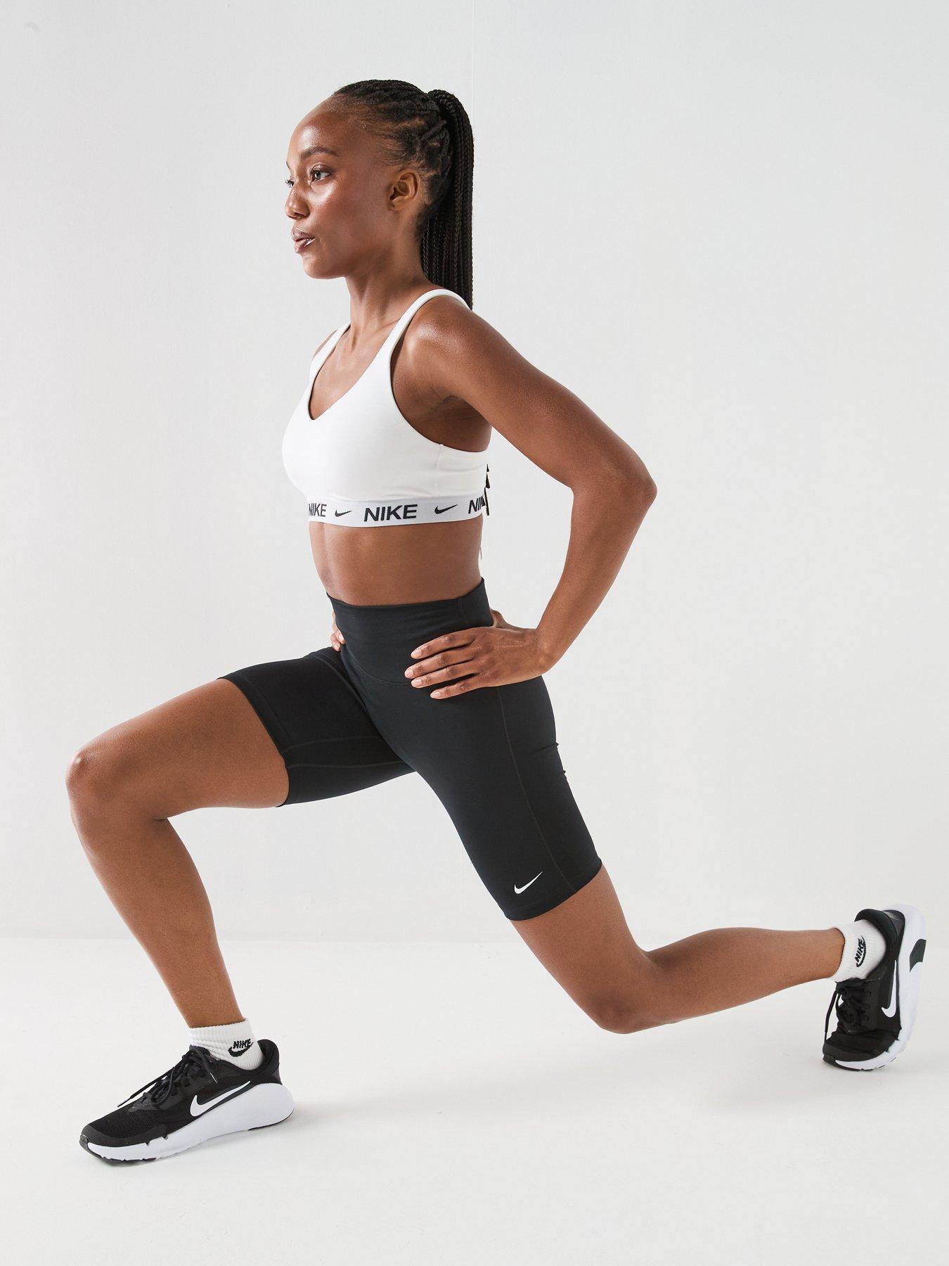 Image 6 of 6 of Nike Womens Training Dri-FIT One High Rise 8 Inch Bike Shorts - Black/White