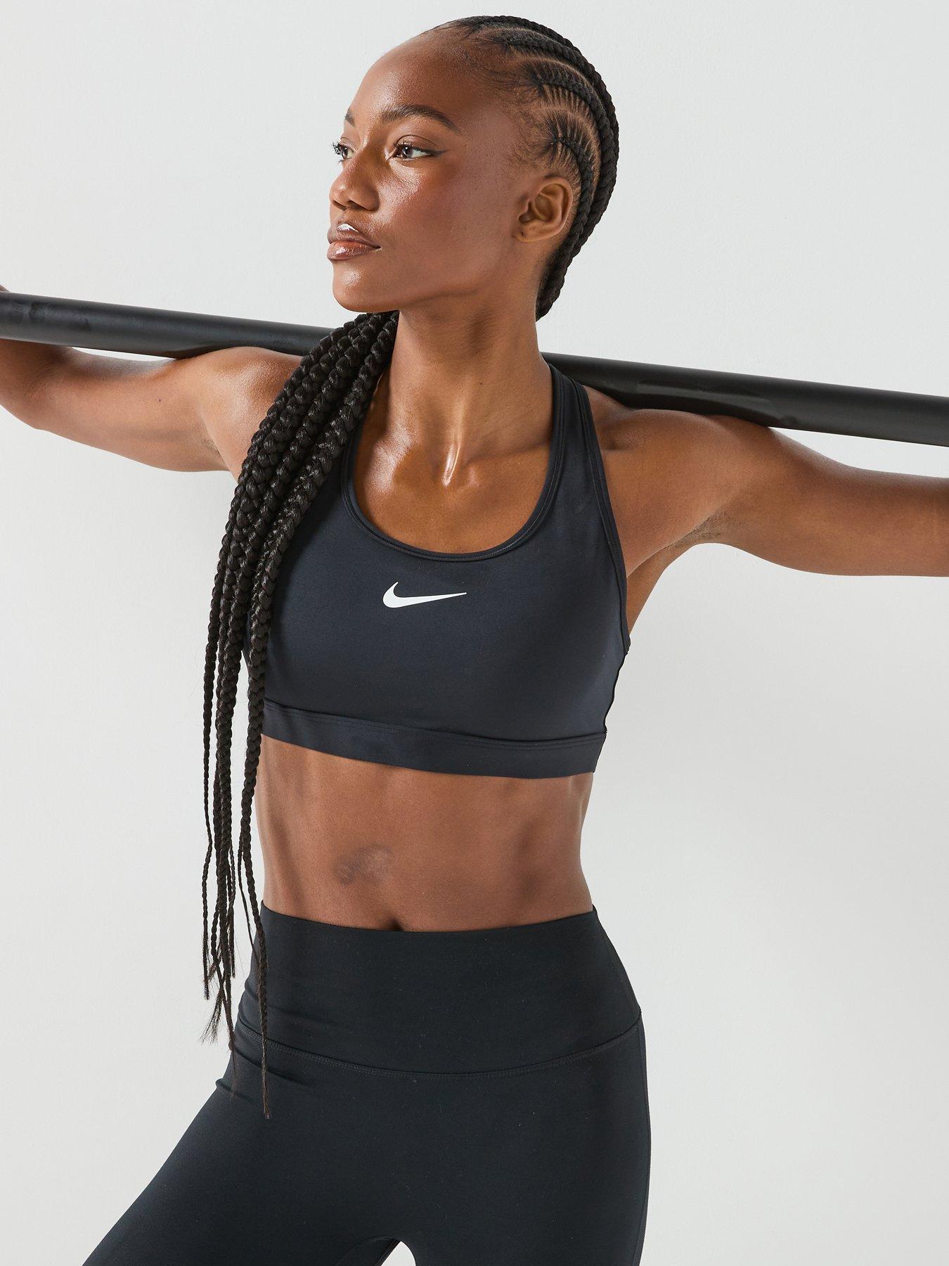 Nike Womens Swoosh Training Medium Support Sports Bra, Black/White, Size Xs, Women