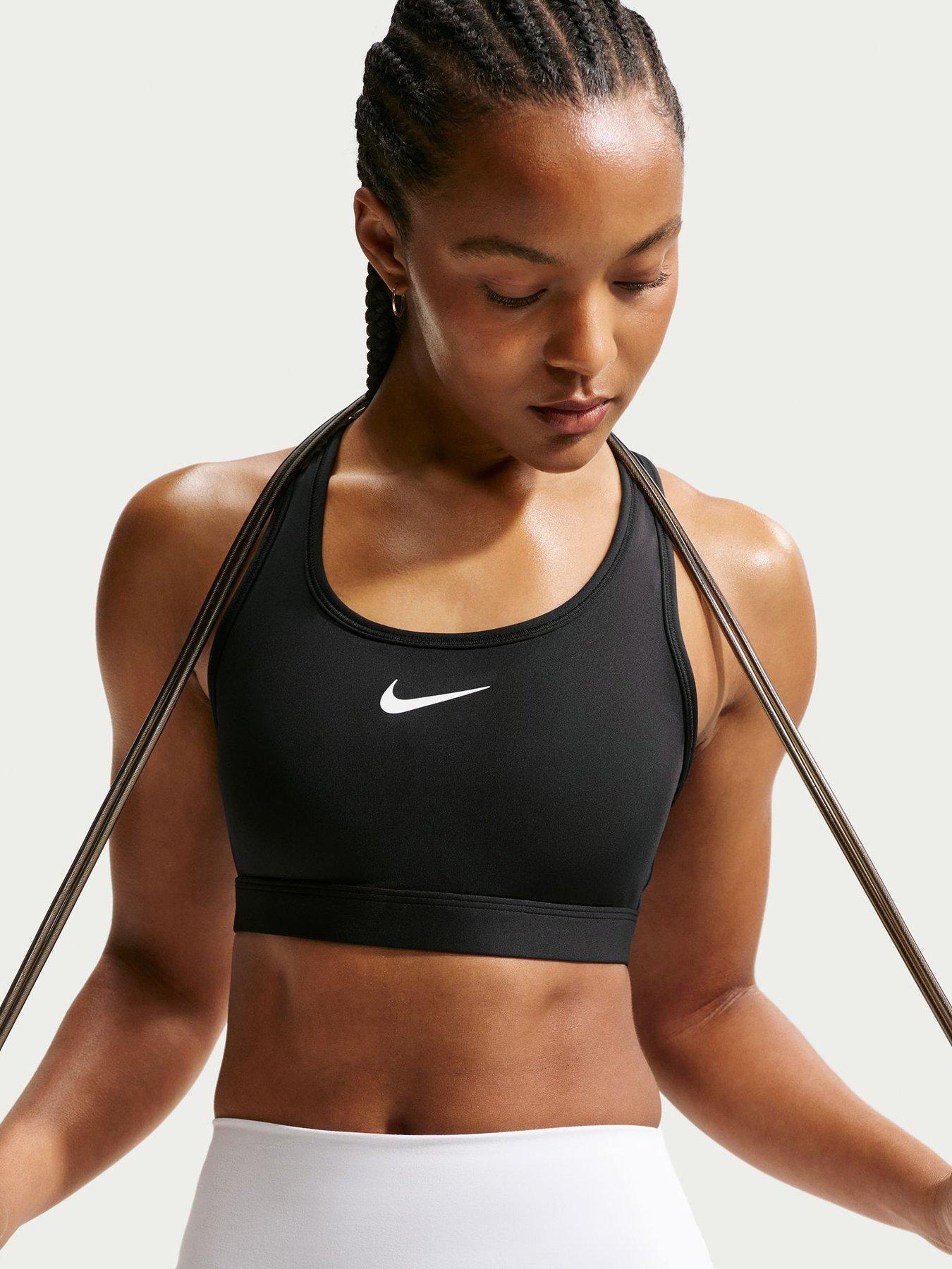 Nike Womens Swoosh Training Medium Support Sports Bra - Black/White