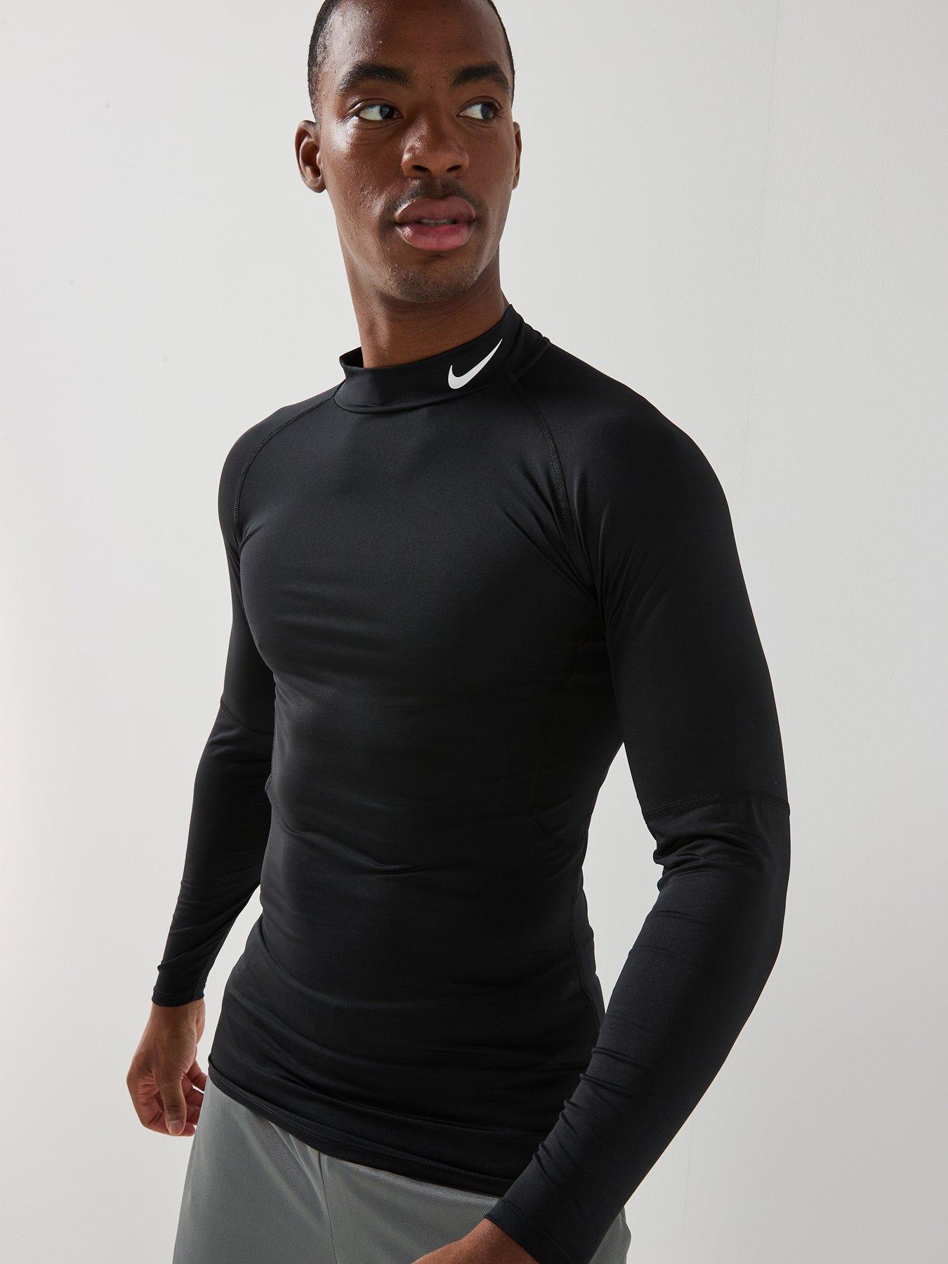 Nike Mens Training Dri-Fit Fitness Mock Neck Long Sleeve Top - Black