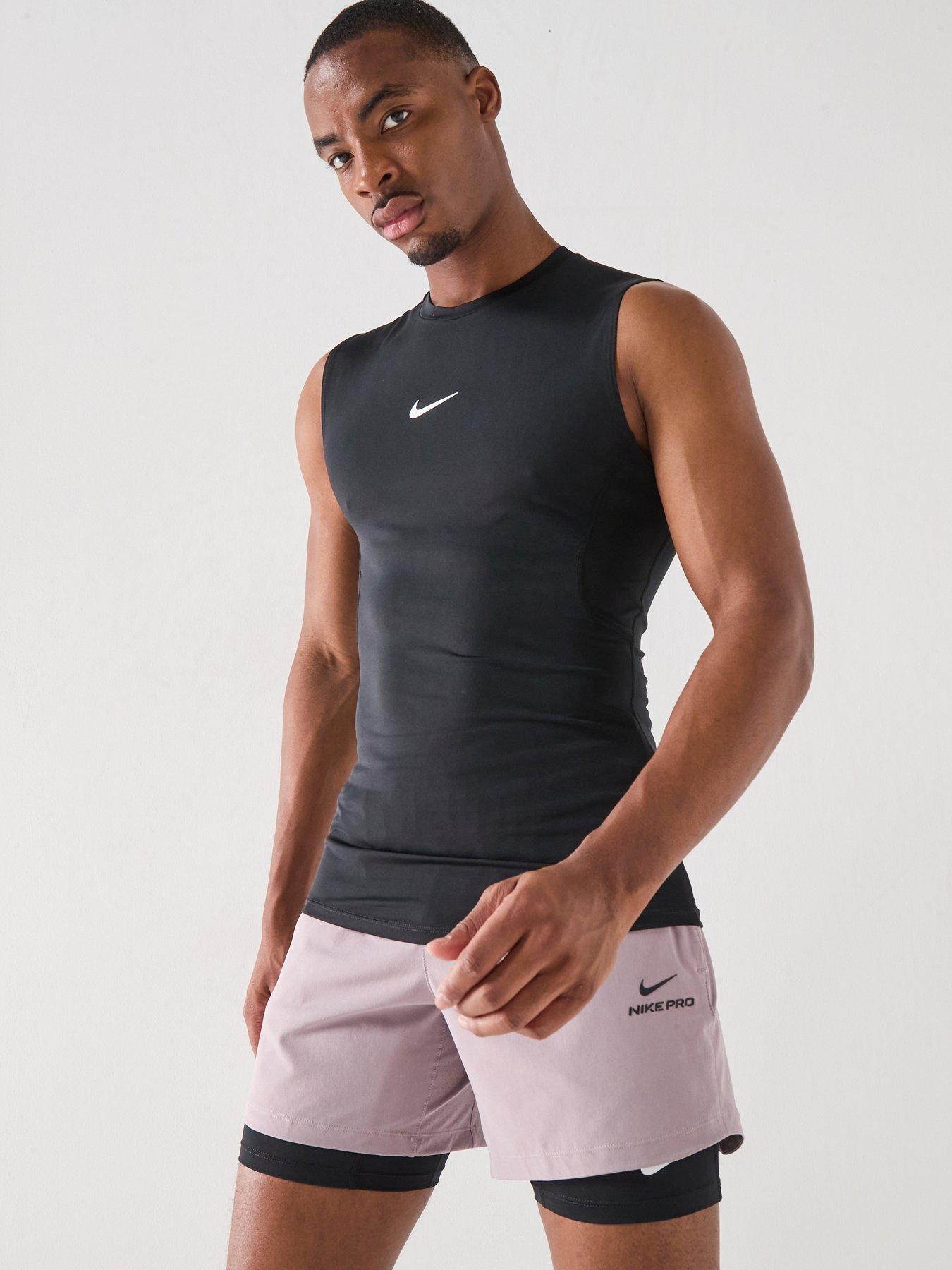 Nike Mens Training Dri-FIT Tight Sleeveless Fitness Top, Black/White, Size Xl, Men