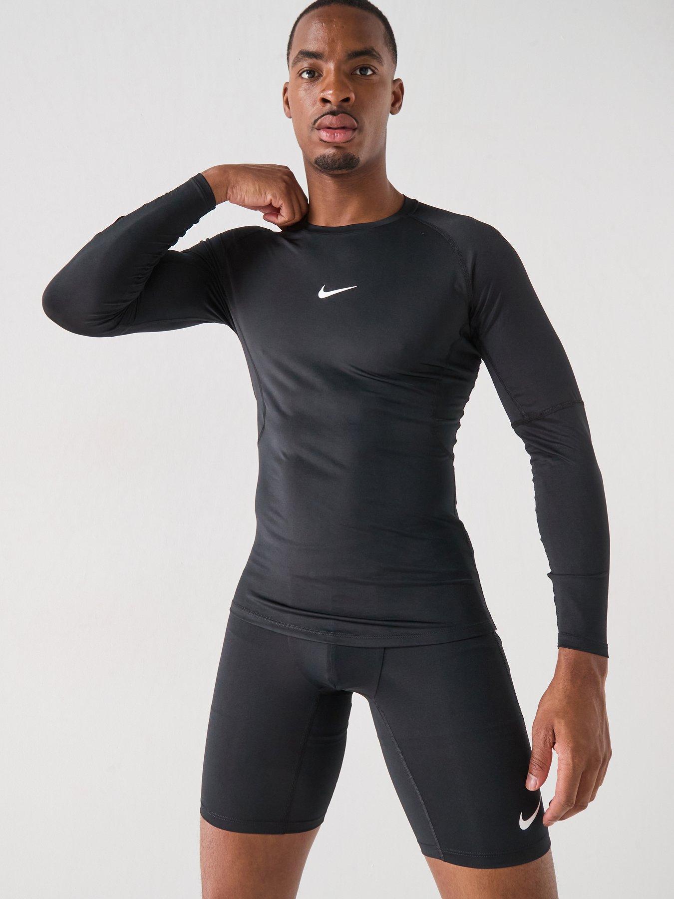 Nike Mens Training Dri-FIT Tight Long Sleeve Fitness Top, Black/White, Size 2Xl, Men