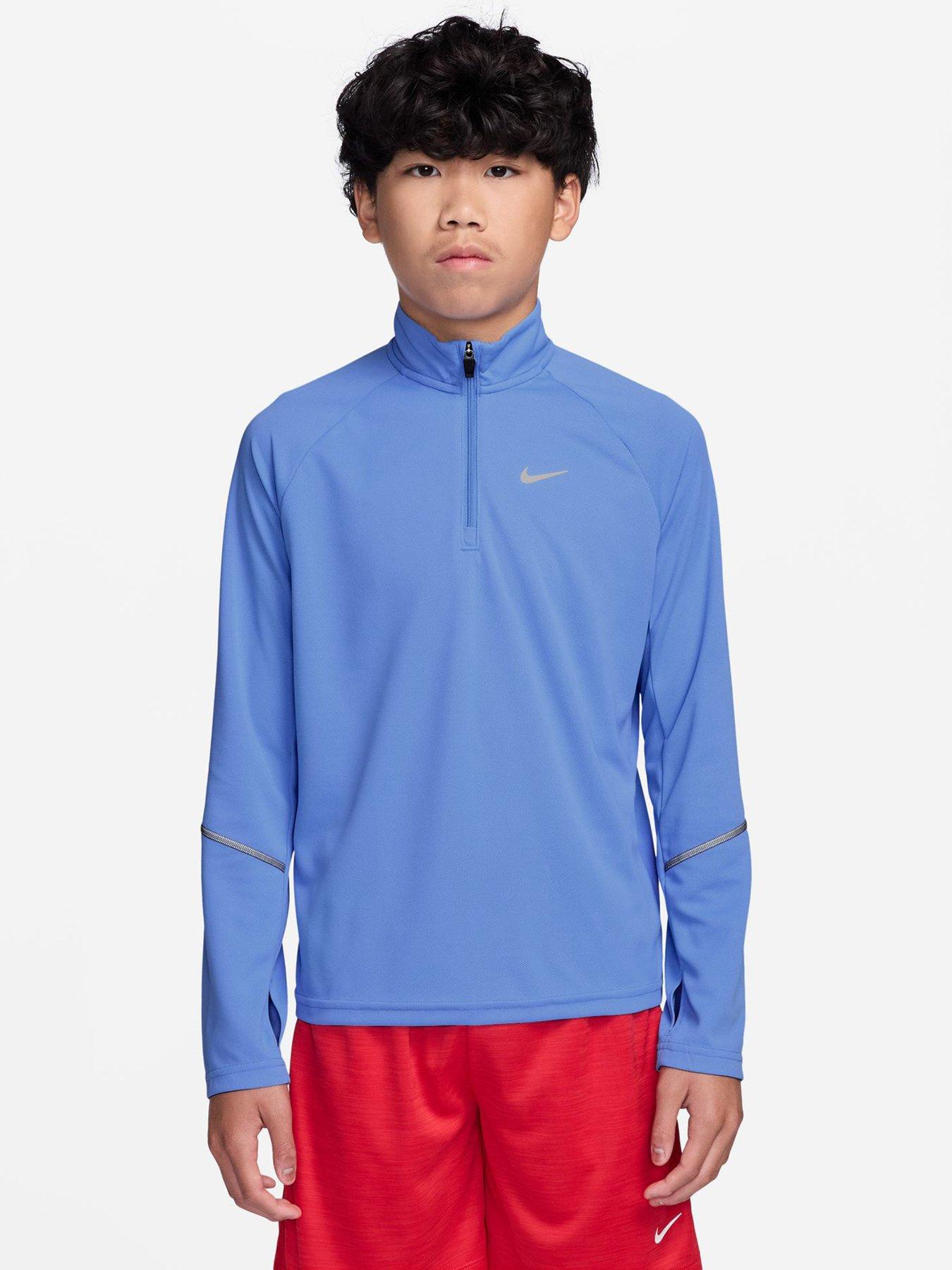 Nike Junior Boys Dri-FIT 1/2 Zip Top, Royal Pulse/Reflective Silv, Size S=8-10 Years