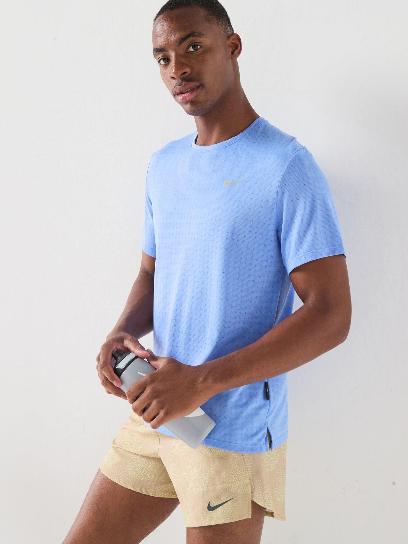 Image 1 of 6 of Nike Mens Running Miler Dri-FIT Short Sleeve Top - Blue