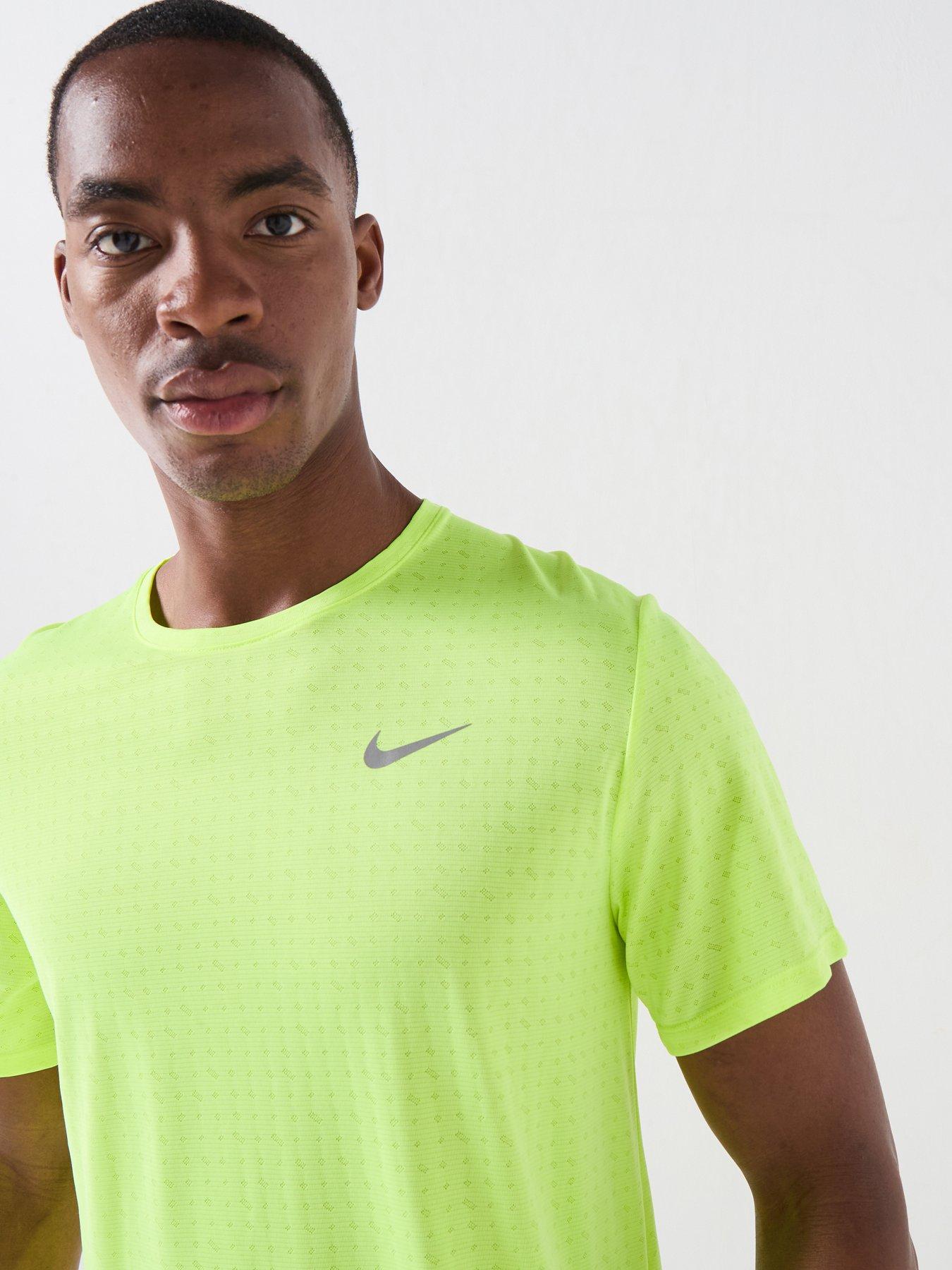 Image 3 of 6 of Nike Mens Running Miler Dri-FIT Short Sleeve Top - Yellow