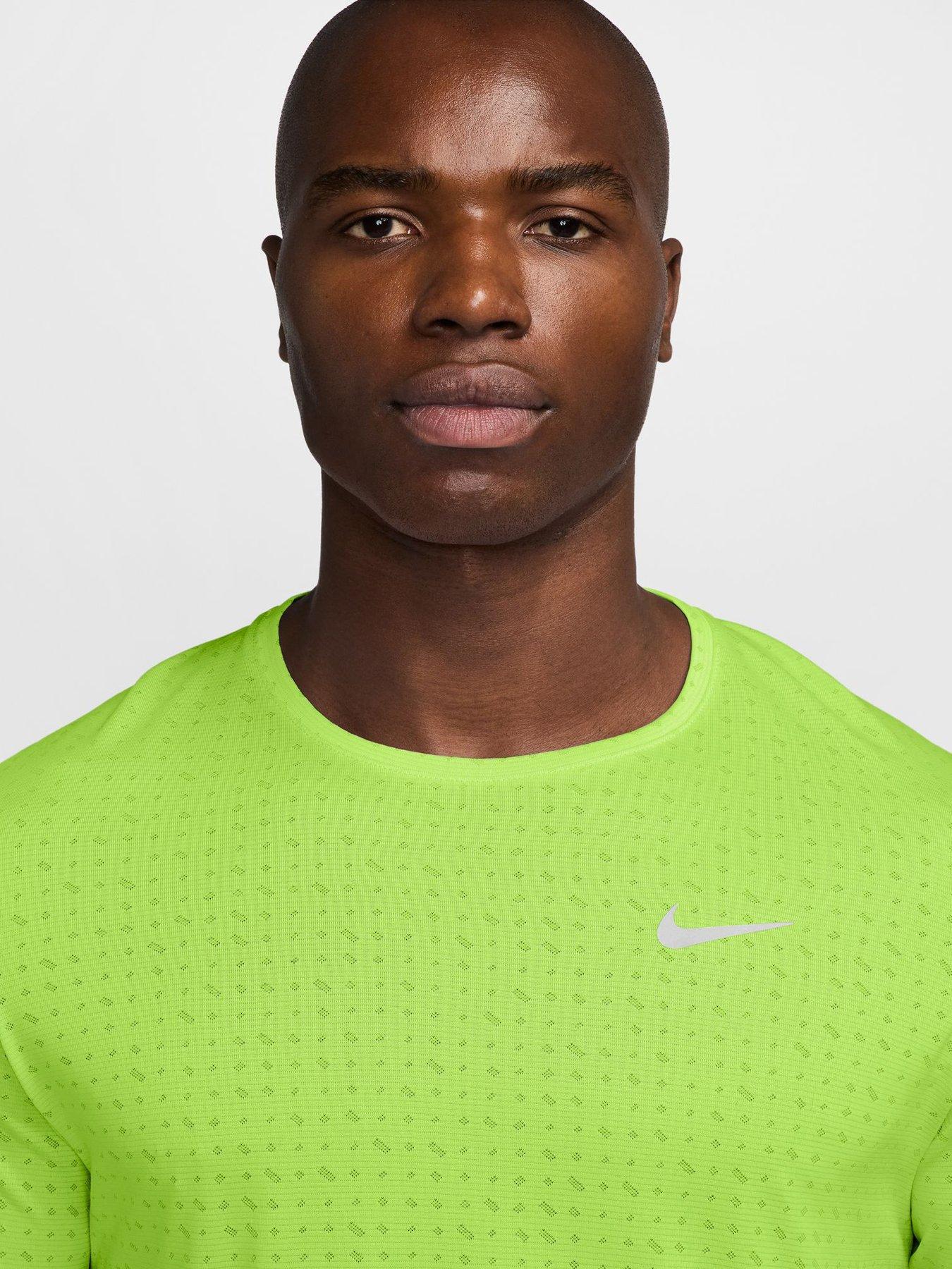 Image 4 of 6 of Nike Mens Running Miler Dri-FIT Short Sleeve Top - Yellow