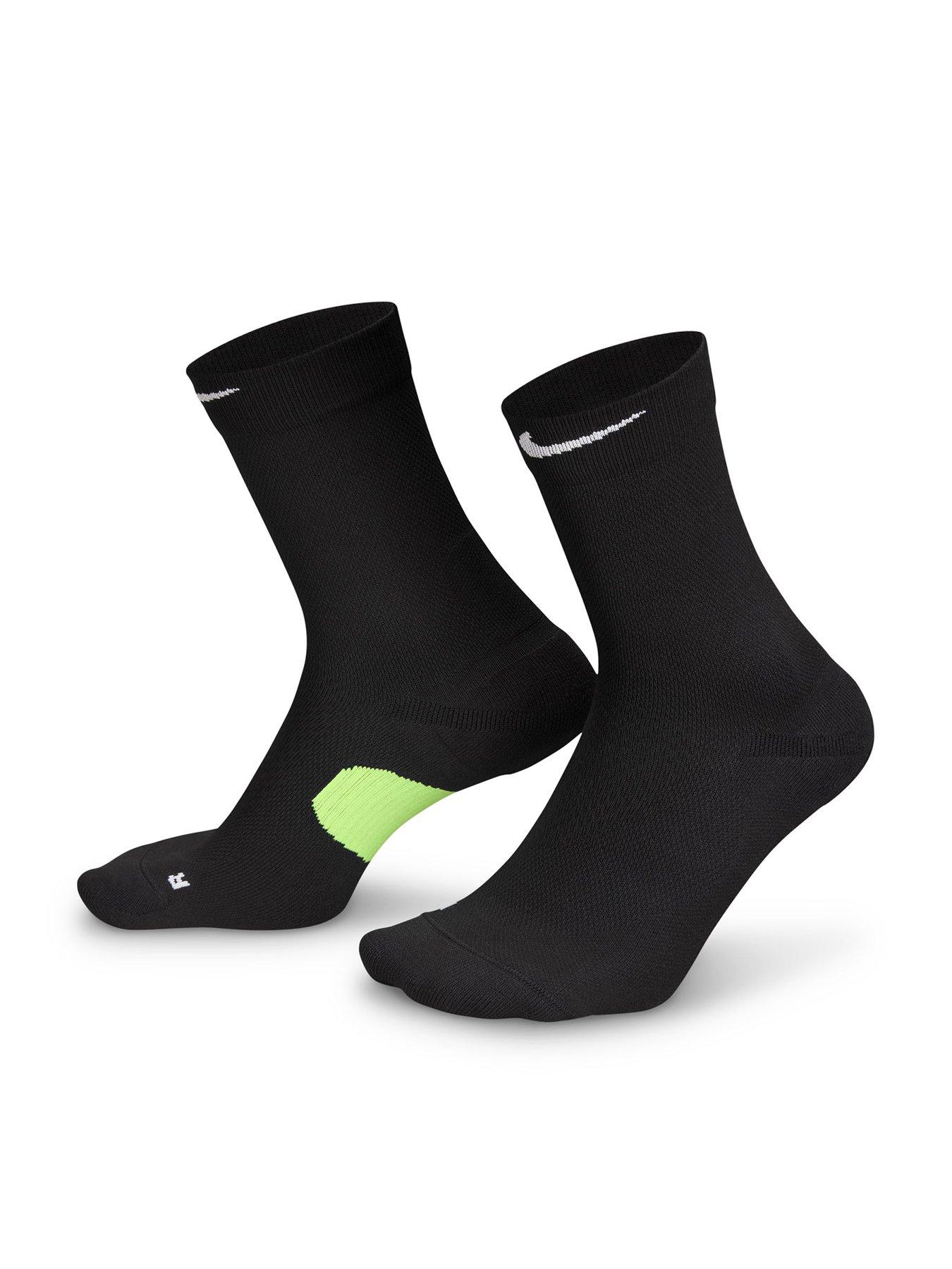 Nike Unisex Running Lightweight Crew Socks (1 Pair), Black/Smoke Grey/White, Size Xl, Men