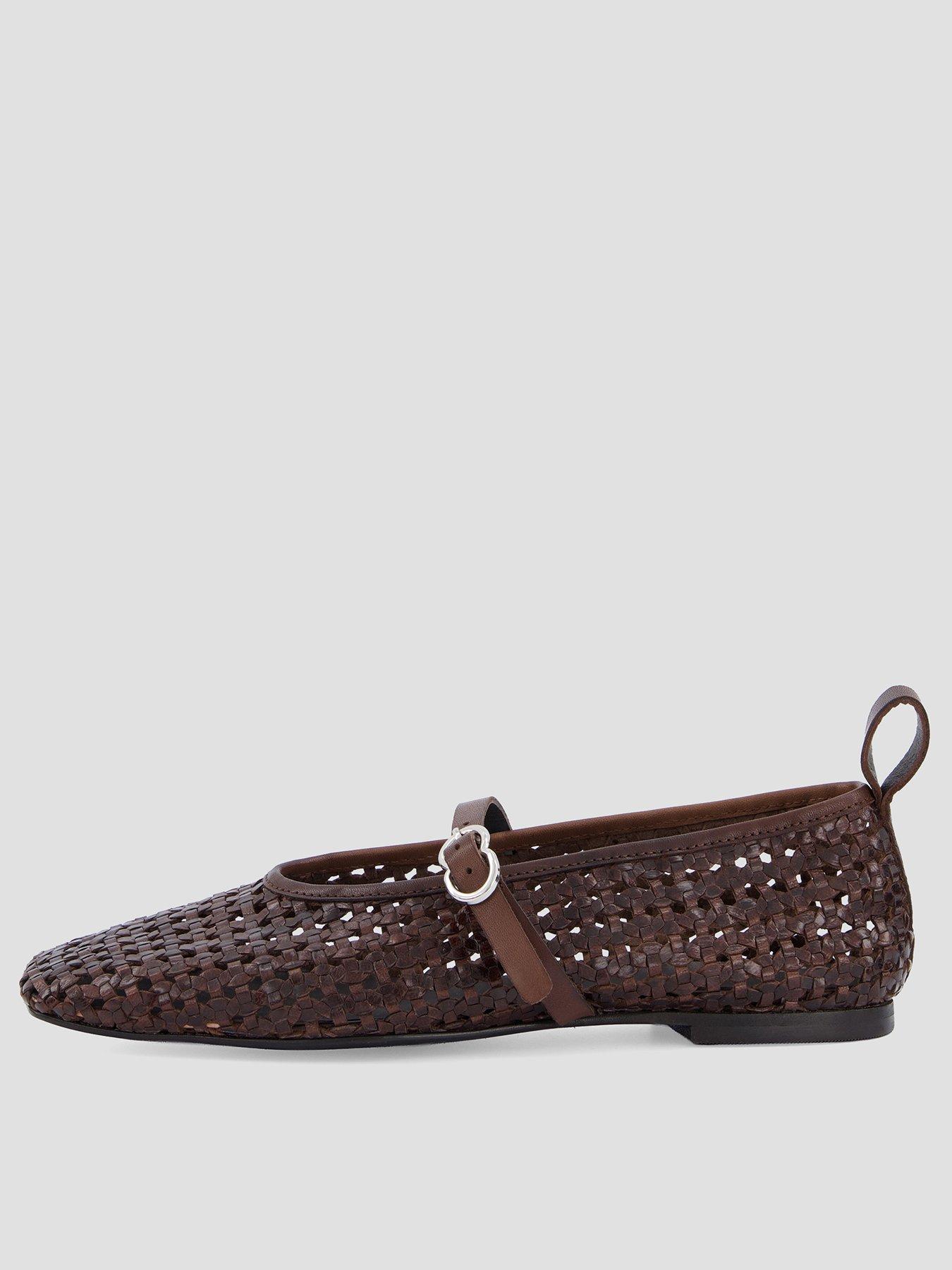 The Very Collection Leather Weave Ballerina Shoes - Brown