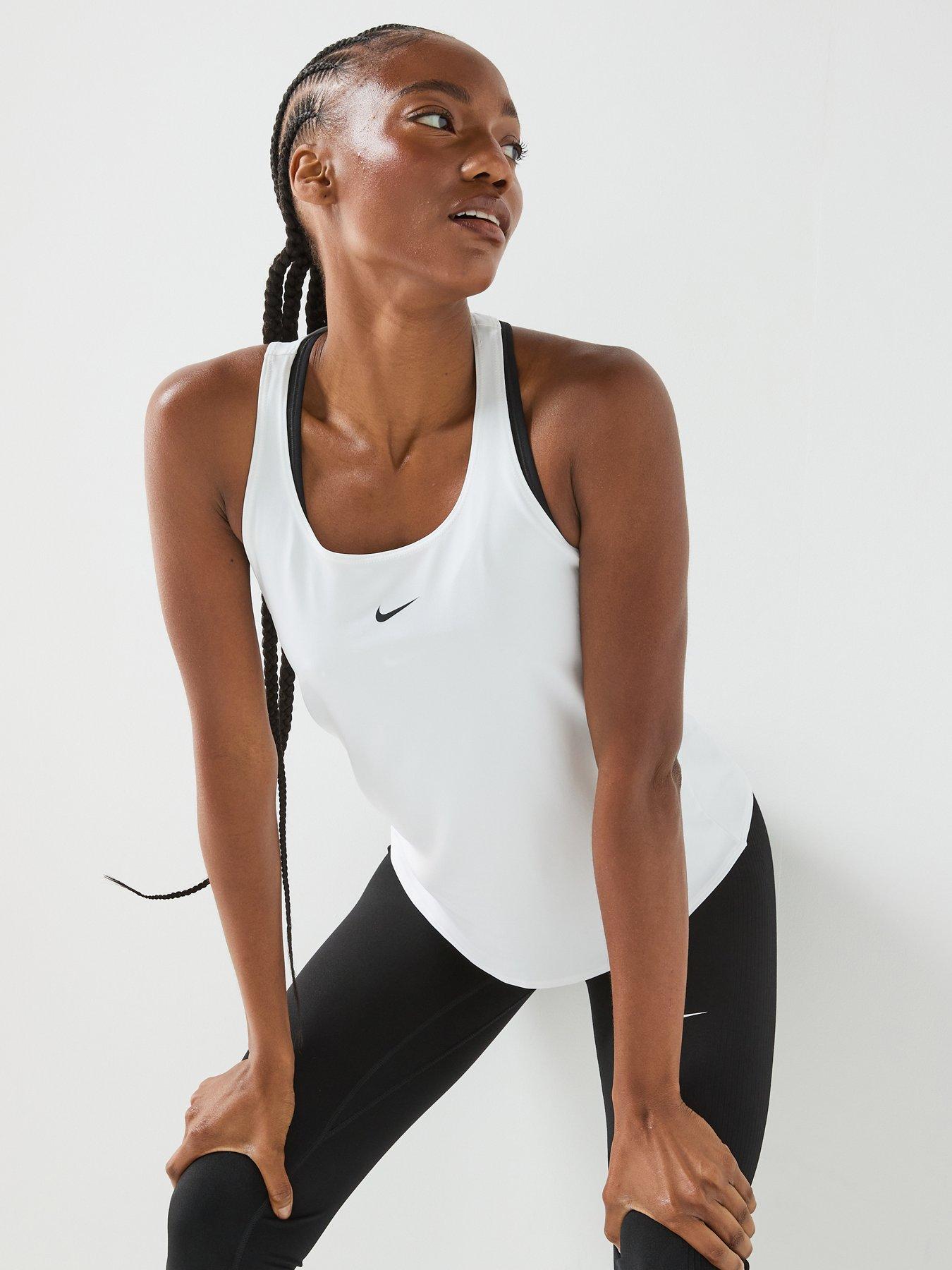 Nike Womens Training Pro Dri-FIT Elastika Tank, White/Black, Size Xs, Women