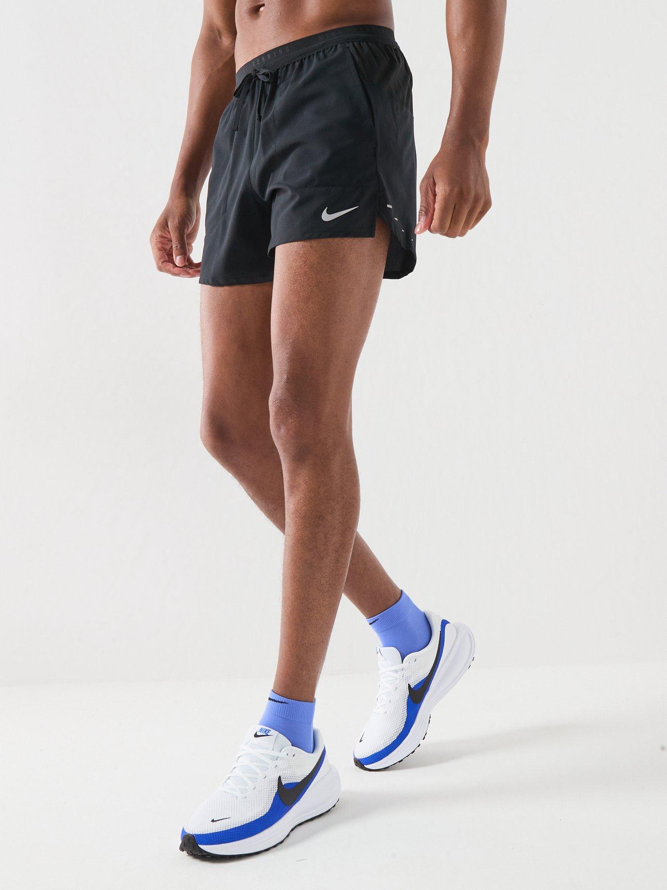 Nike Mens Stride Dri-FIT Running 5 Inch Brief Lined Shorts, Black/Reflective Silv, Size M, Men