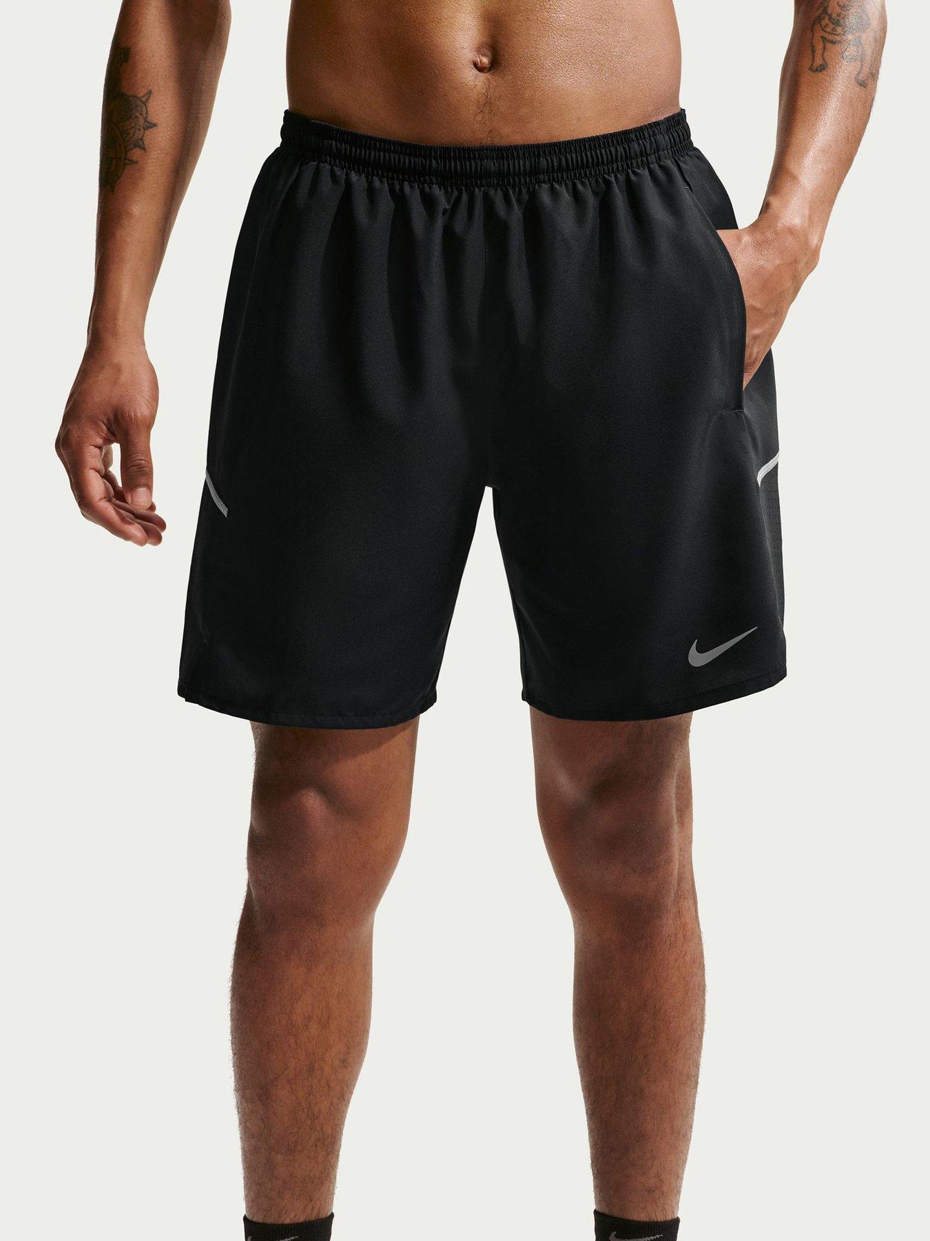 Nike Mens Miler Dri-Fit Running 7 Inch Brief Lined Shorts - Black