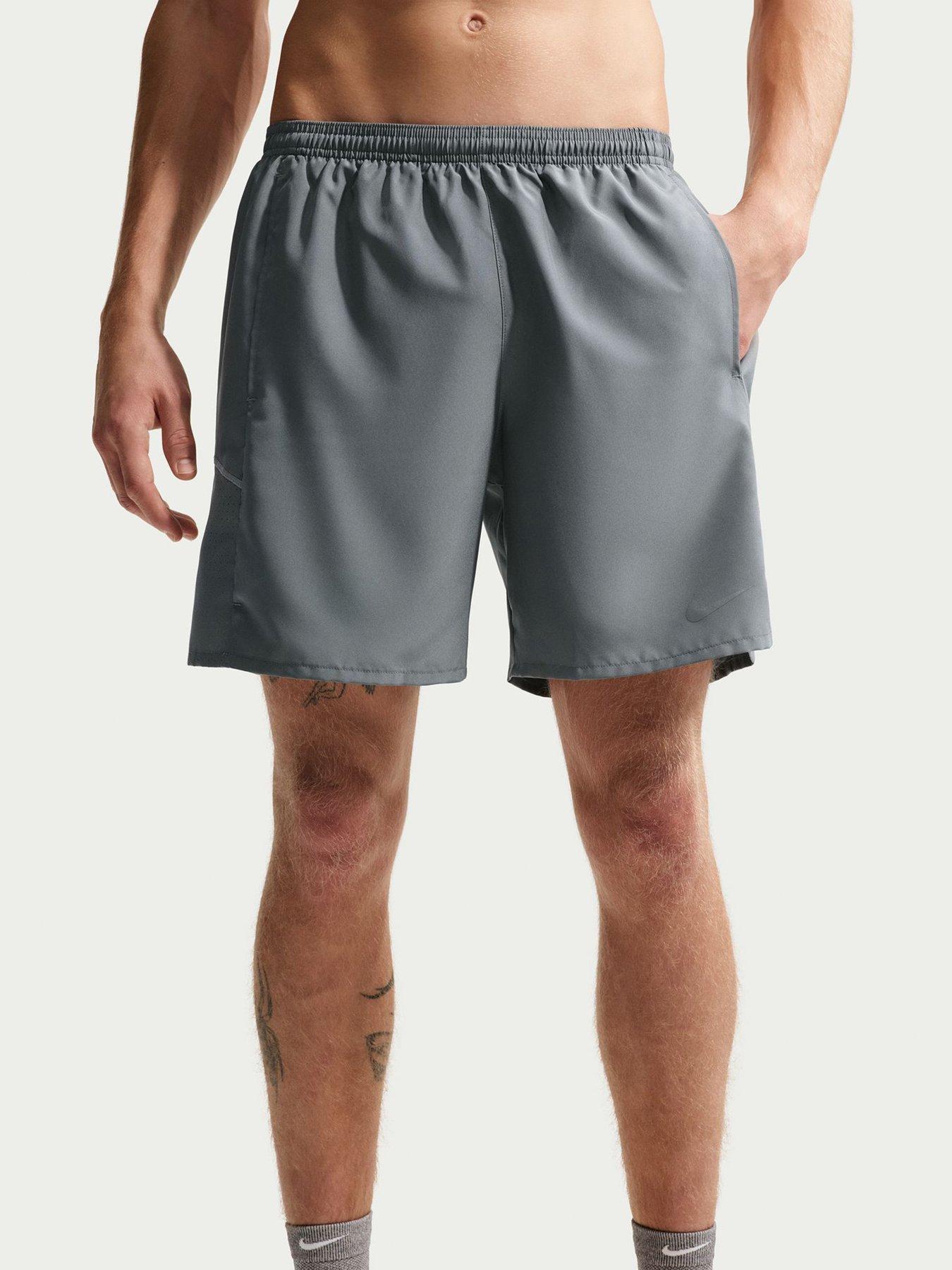 Nike Mens Running Miler Dri-Fit 7 Inch Brief Lined Shorts - Grey