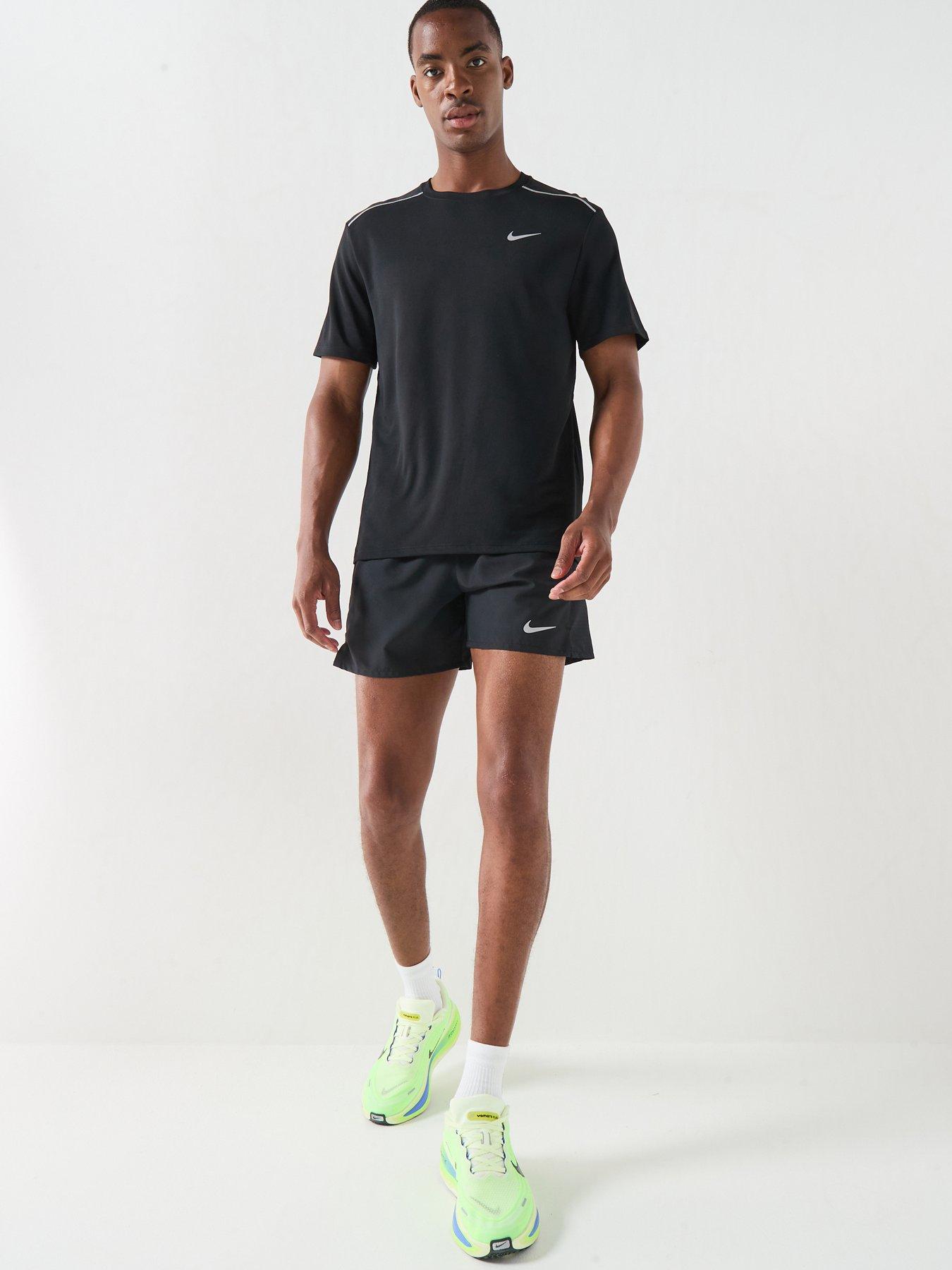 Image 3 of 6 of Nike Mens Miler Dri-FIT UV Running Short Sleeve Top - Black