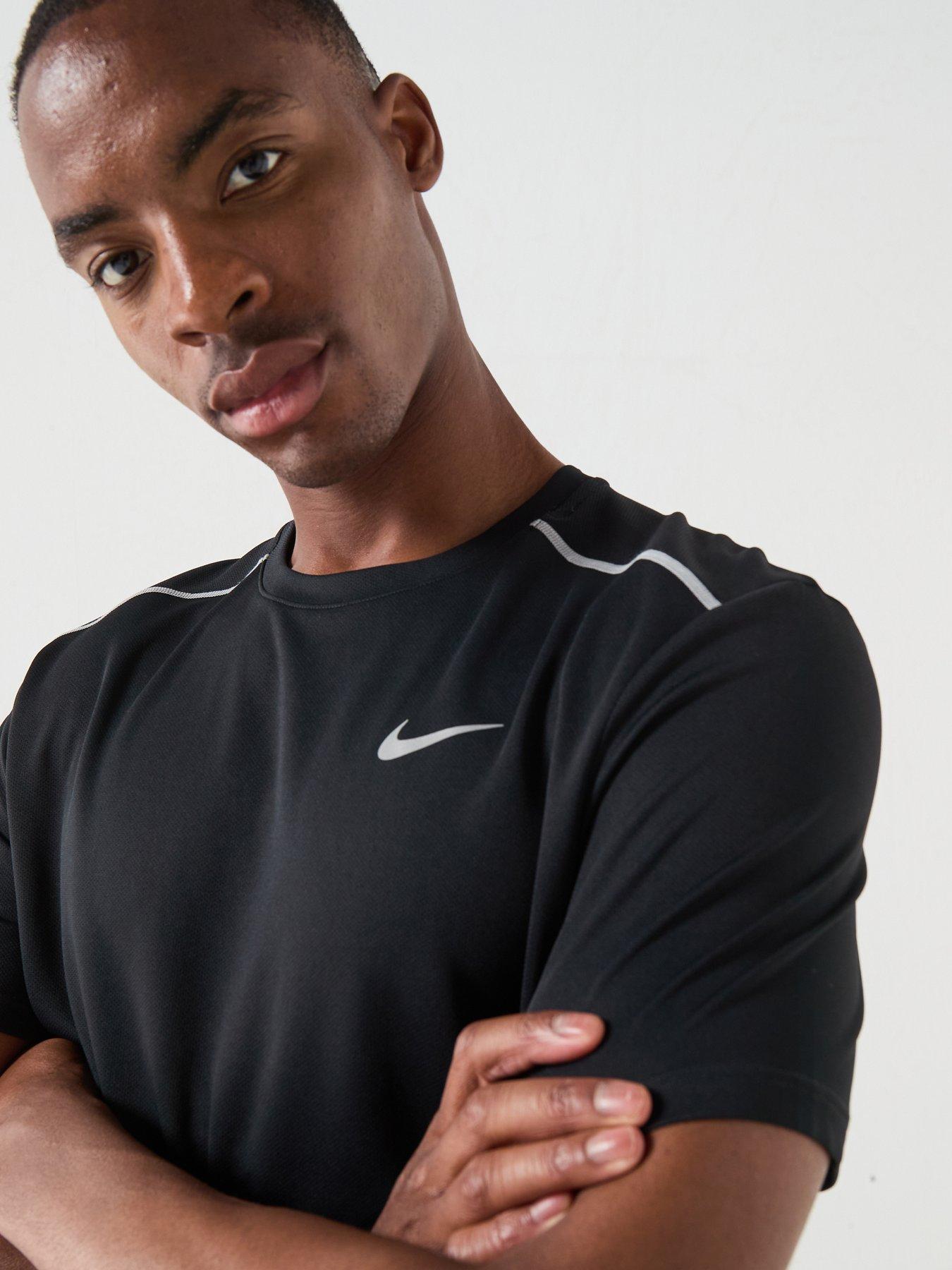 Image 4 of 6 of Nike Mens Miler Dri-FIT UV Running Short Sleeve Top - Black